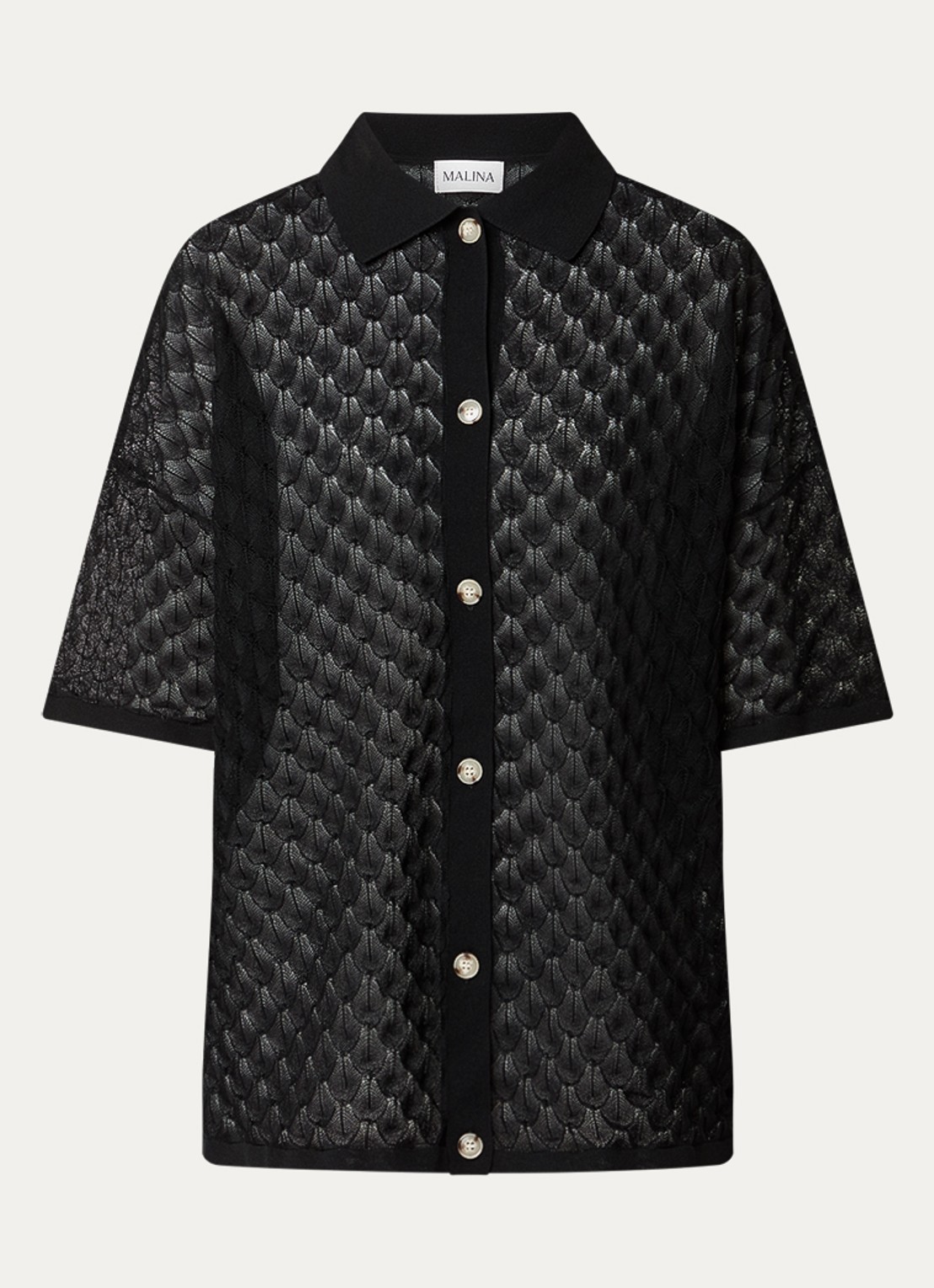 Malina Moa grofgebreide blouse - voorkant zwart