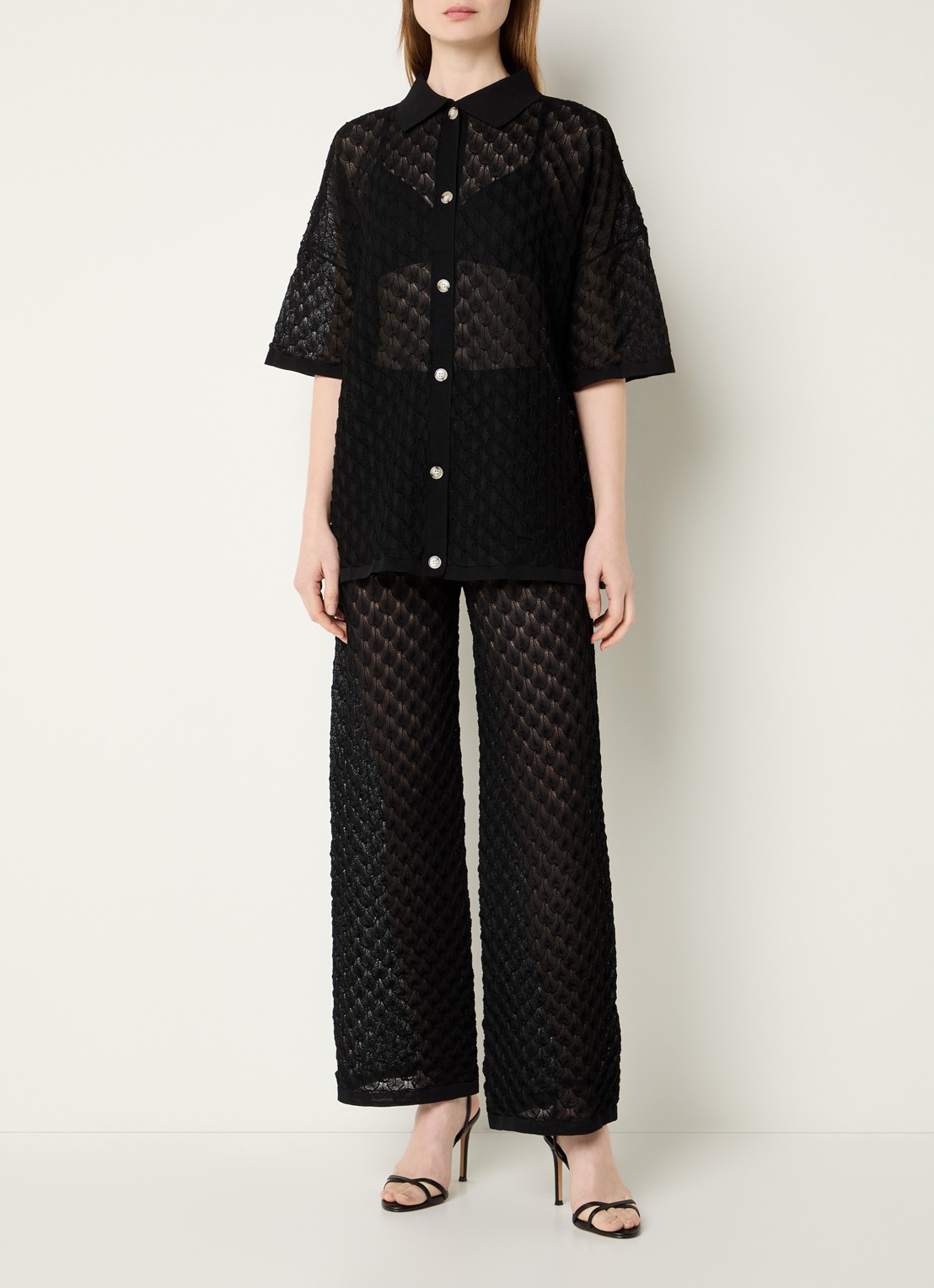 Malina Moa grofgebreide blouse - voorkant 2 zwart