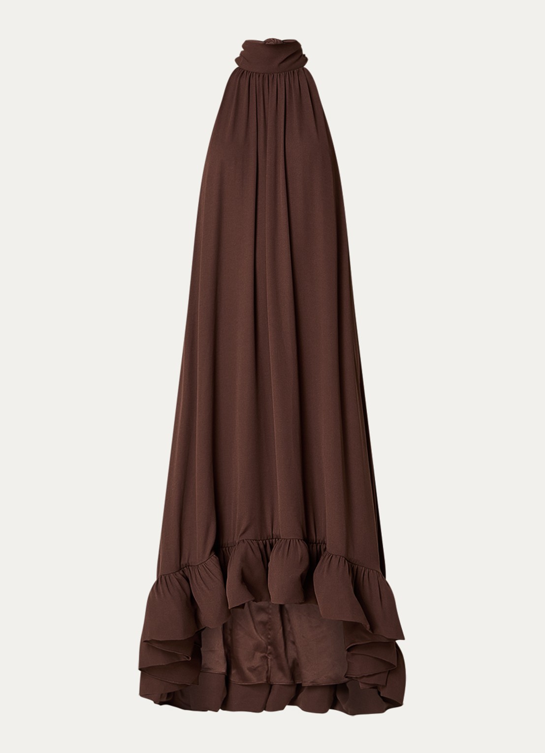 Malina Sabrina midi jurk met volant - voorkant 3 bruin