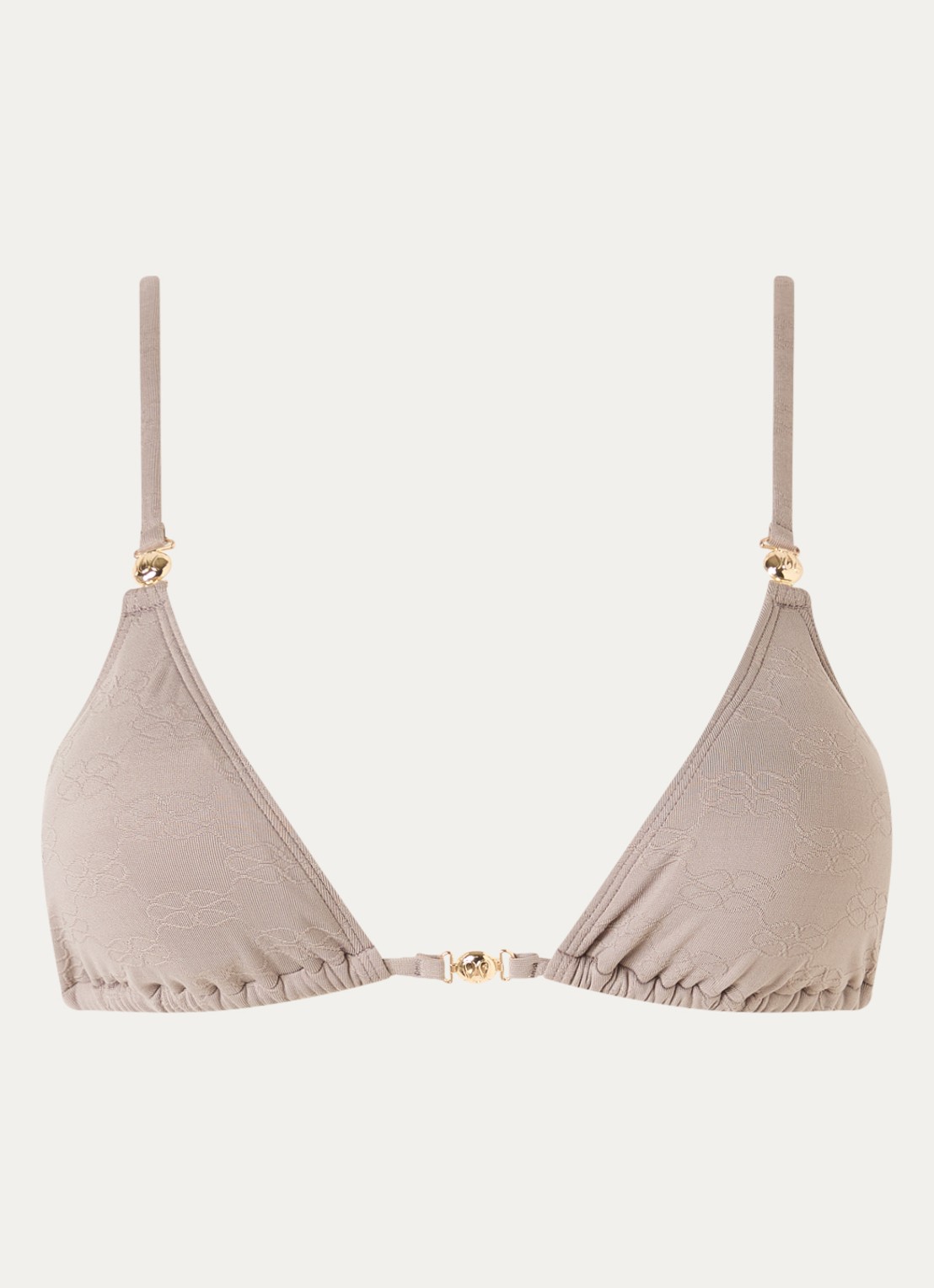 Malina Signature triangel bikinitop met kralendecoratie - voorkant taupe