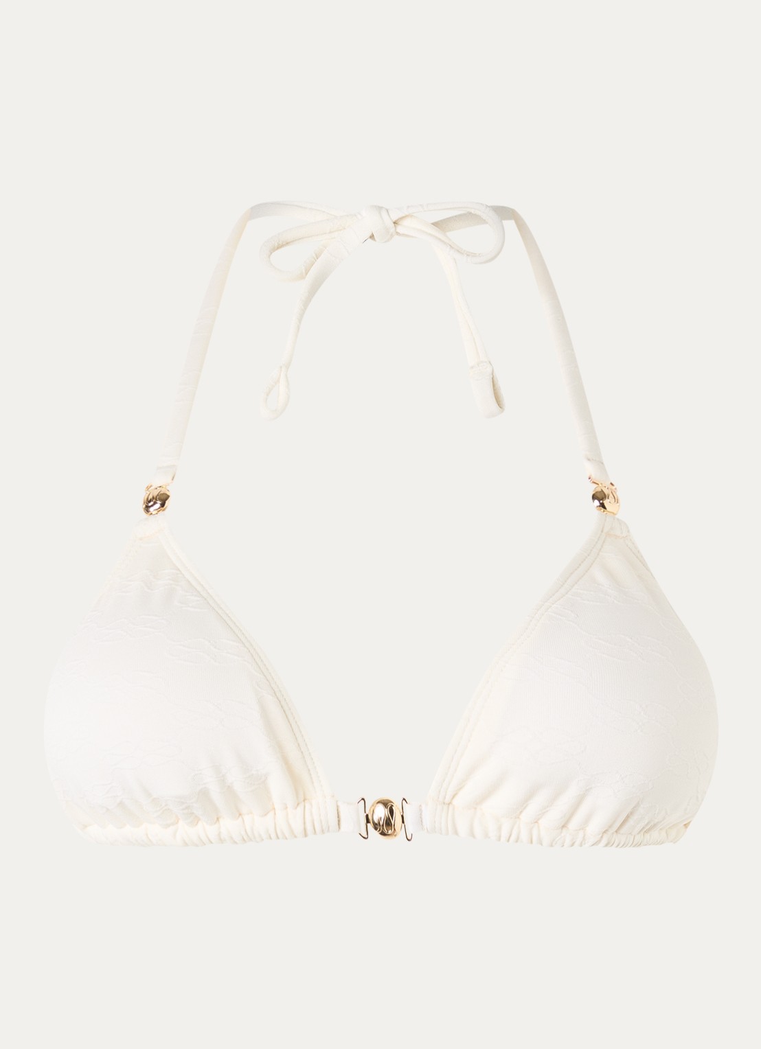 Malina Signature triangel bikinitop met kralendecoratie - voorkant gebroken wit