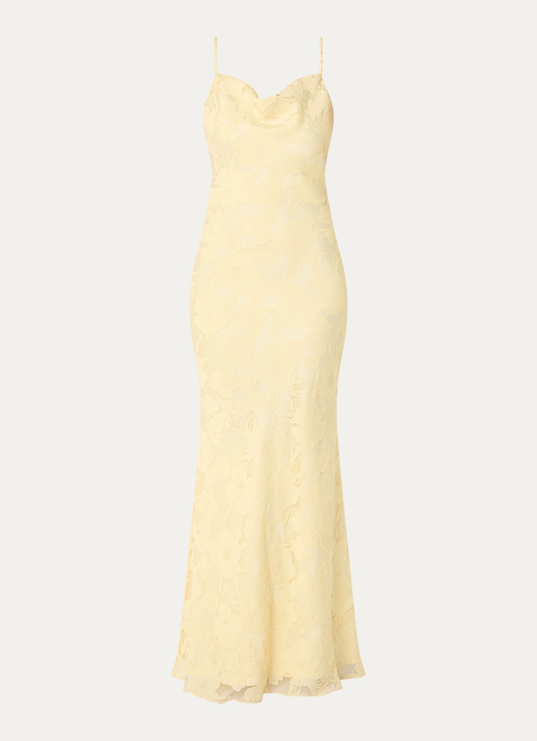 Malina Sorelle maxi jurk met spaghettibandjes - voorkant 4 geel