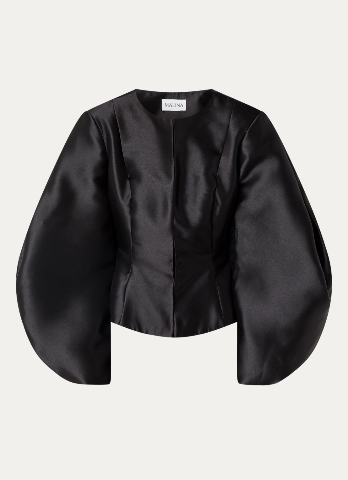 Malina Vendela blouse met ballonmouw - voorkant 3 zwart