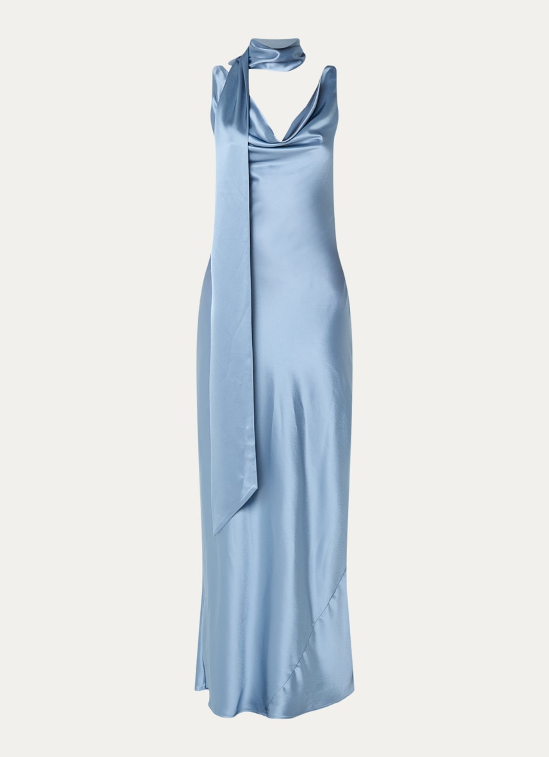 Malina Vida maxi jurk met rugdecolleté - voorkant 3 staalblauw