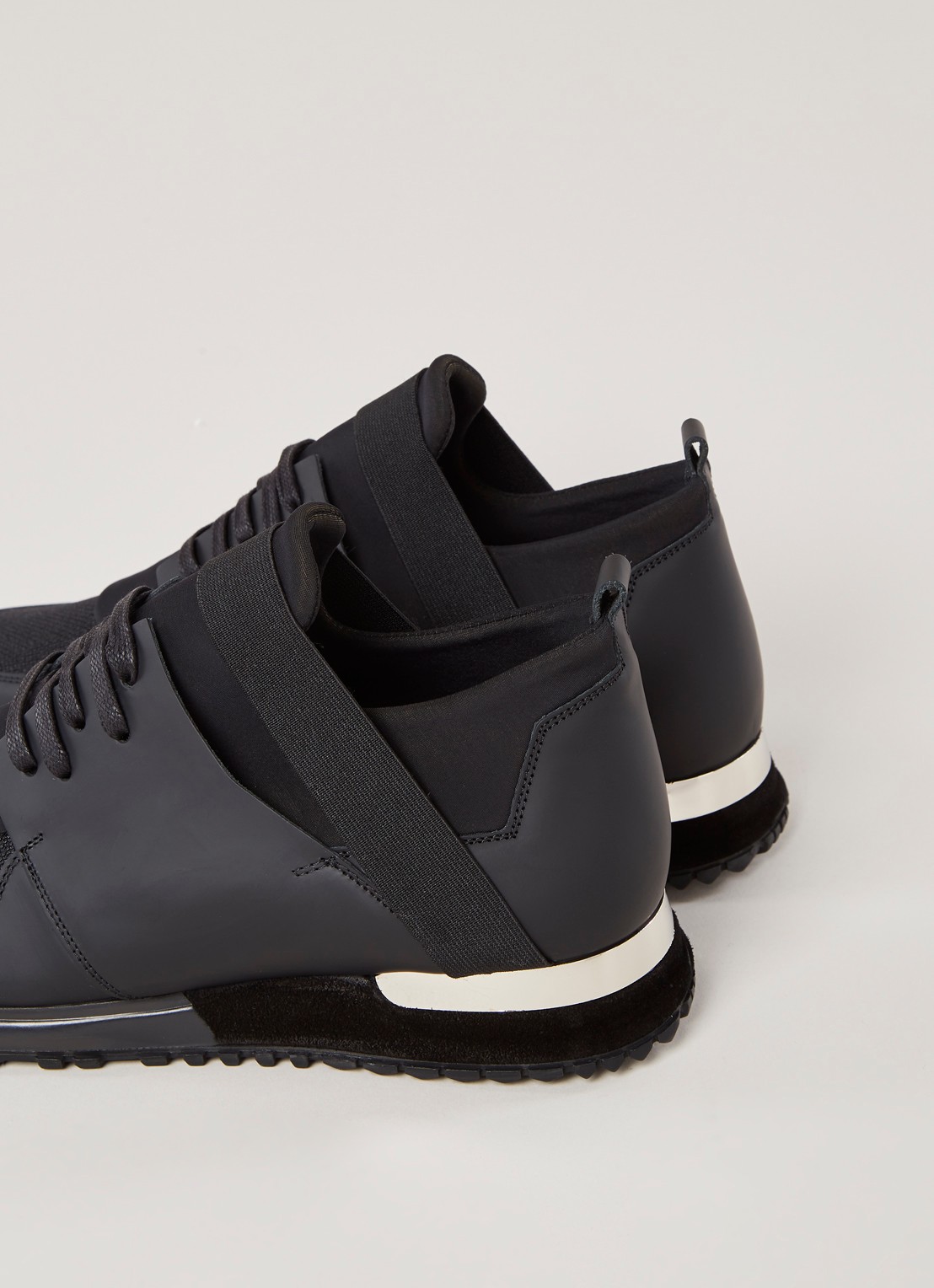 Mallet Elast sneaker met details van leer en mesh - detail zwart