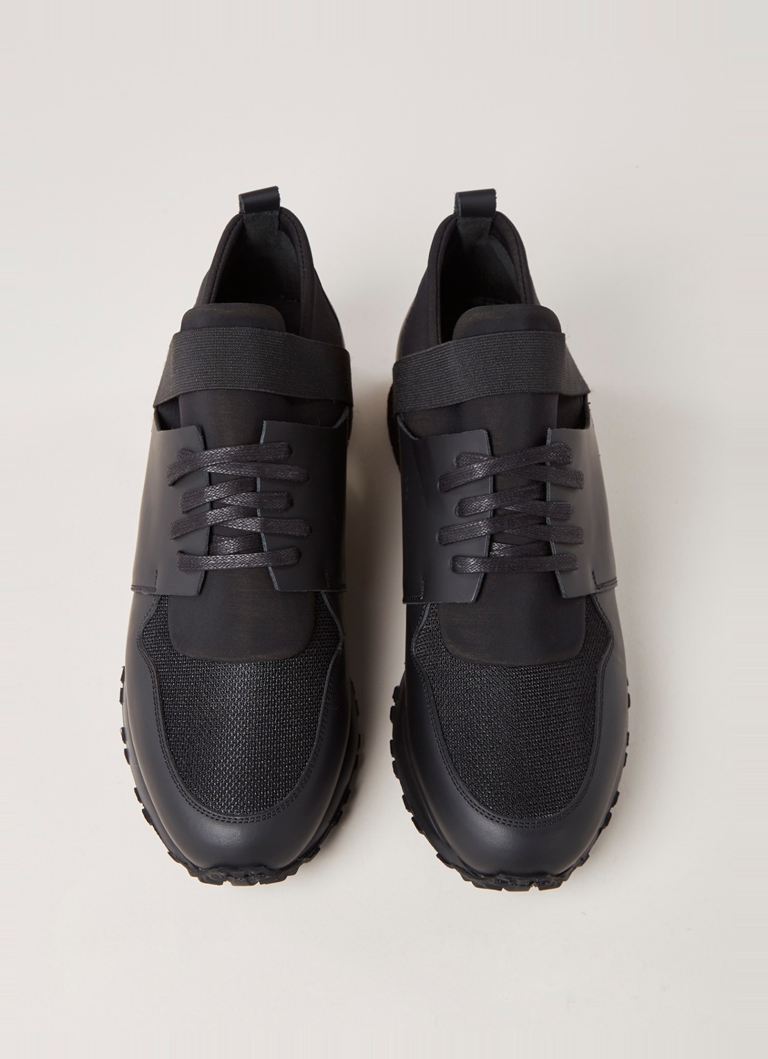 Mallet Elast sneaker met details van leer en mesh - detail 2 zwart