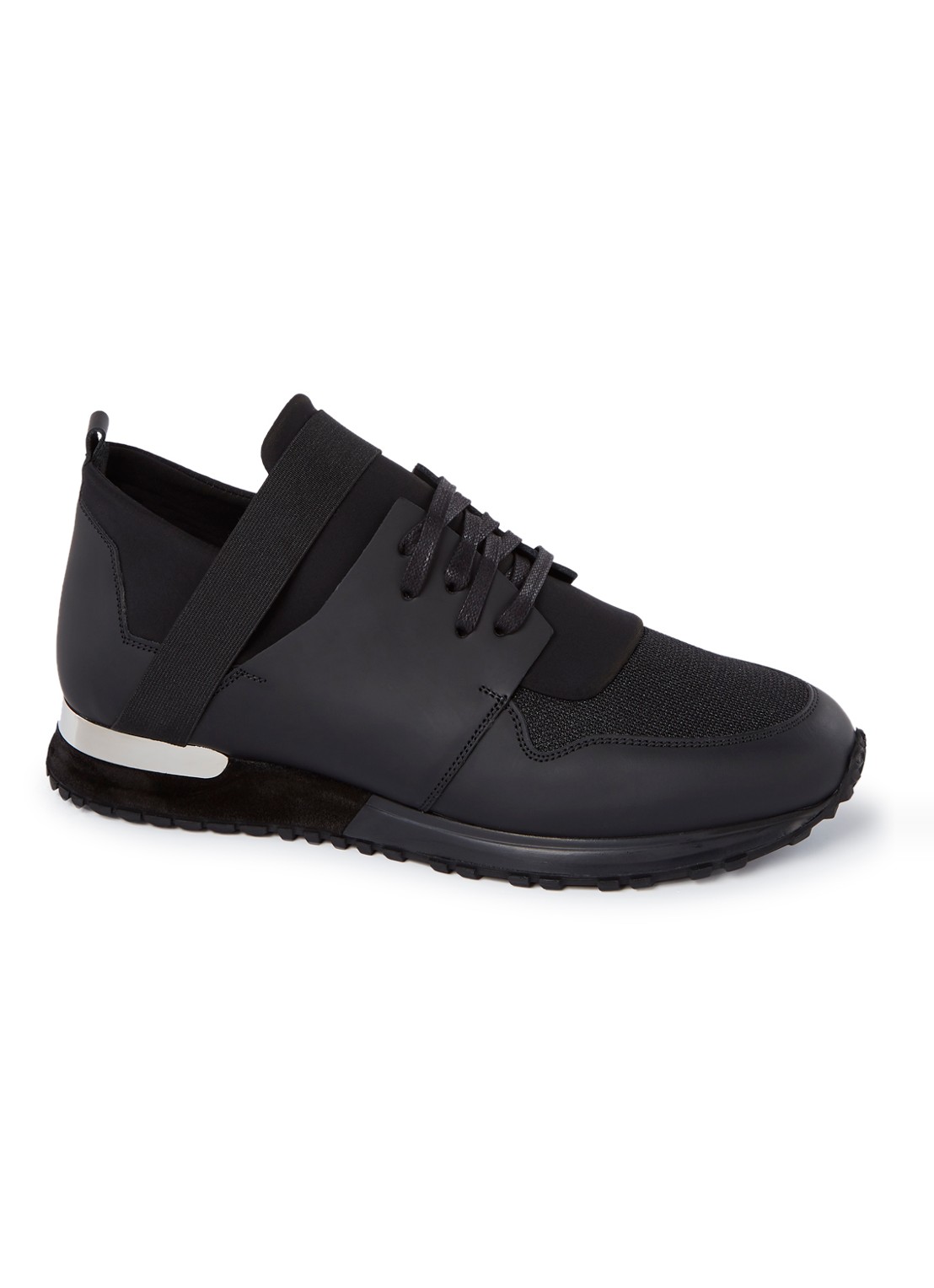 Mallet Elast sneaker met details van leer en mesh - voorkant 4 zwart