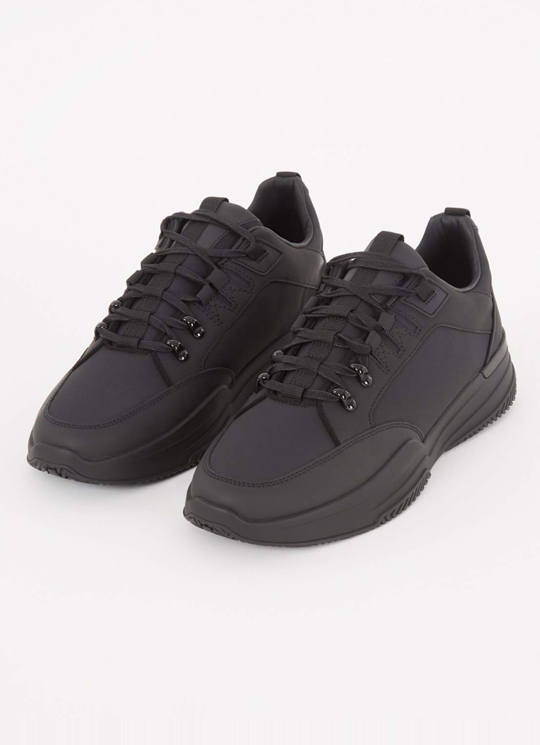 Mallet Elmore sneaker van leer met logo - detail 2 zwart