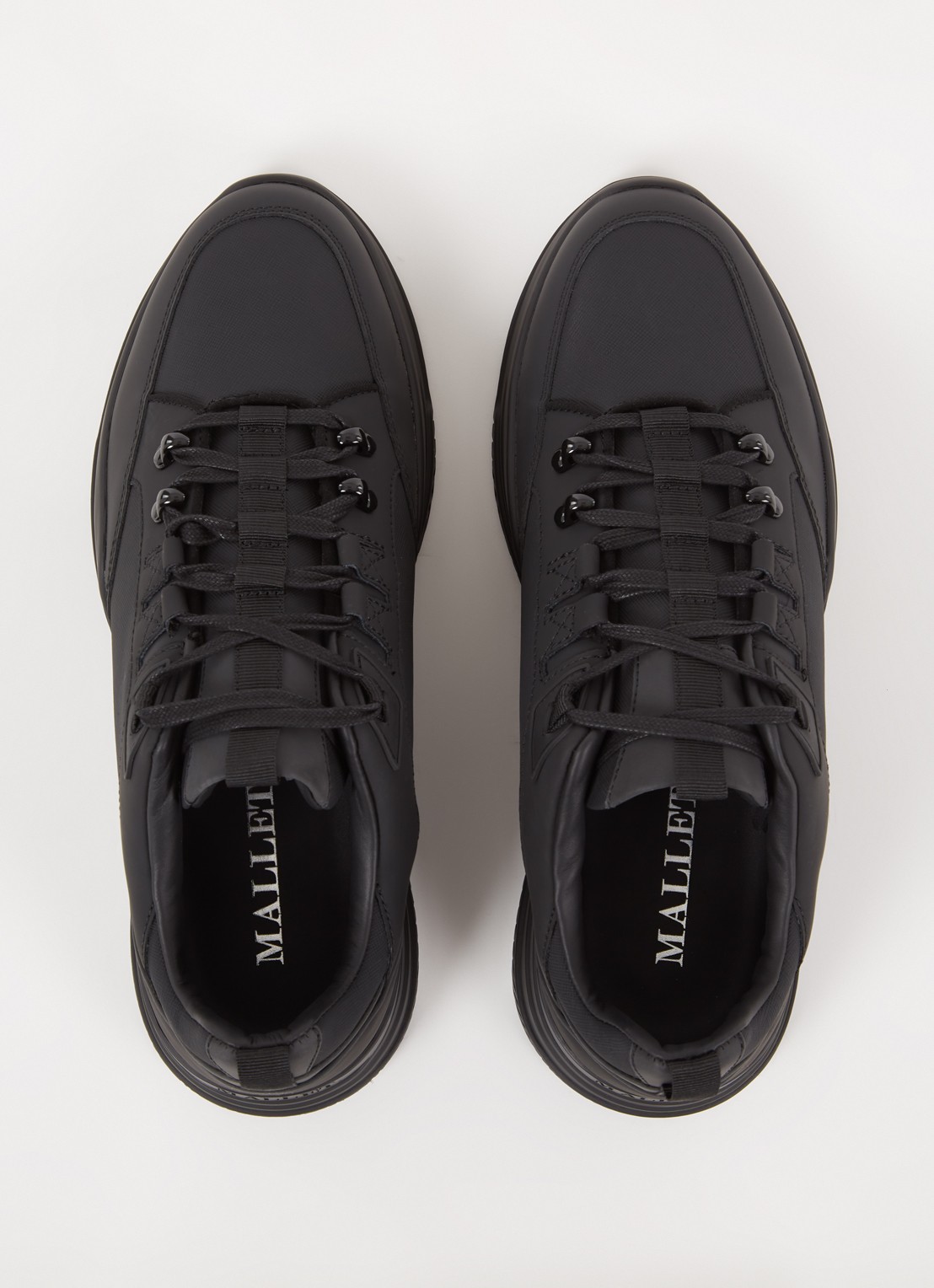 Mallet Elmore sneaker van leer met logo - detail 3 zwart