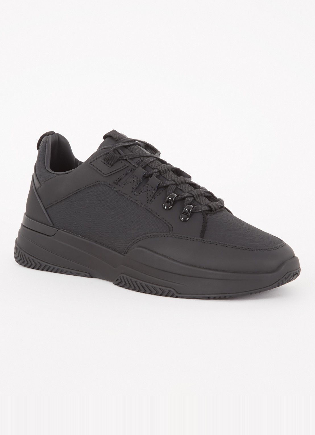 Mallet Elmore sneaker van leer met logo - voorkant zwart