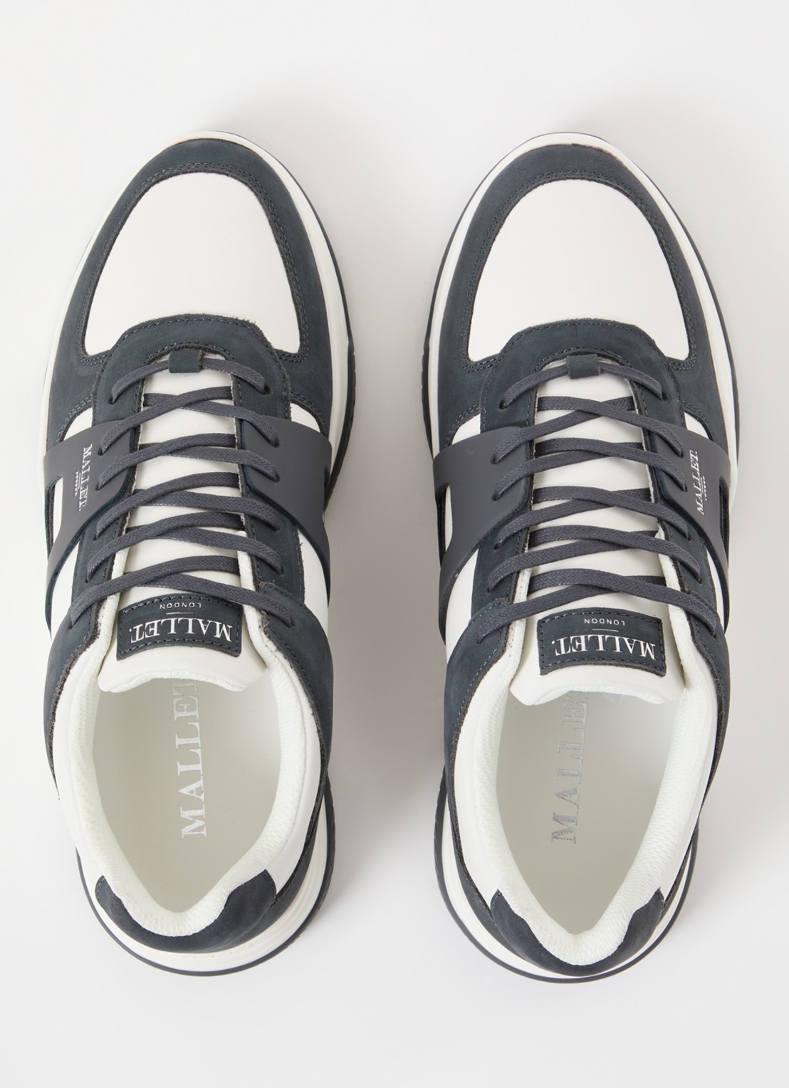 Mallet Marquess sneaker van leer met nubuck details - detail 3 donkergrijs