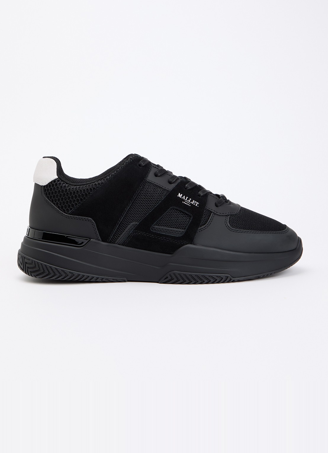 Mallet Marquess sneaker van mesh met suède details - voorkant zwart