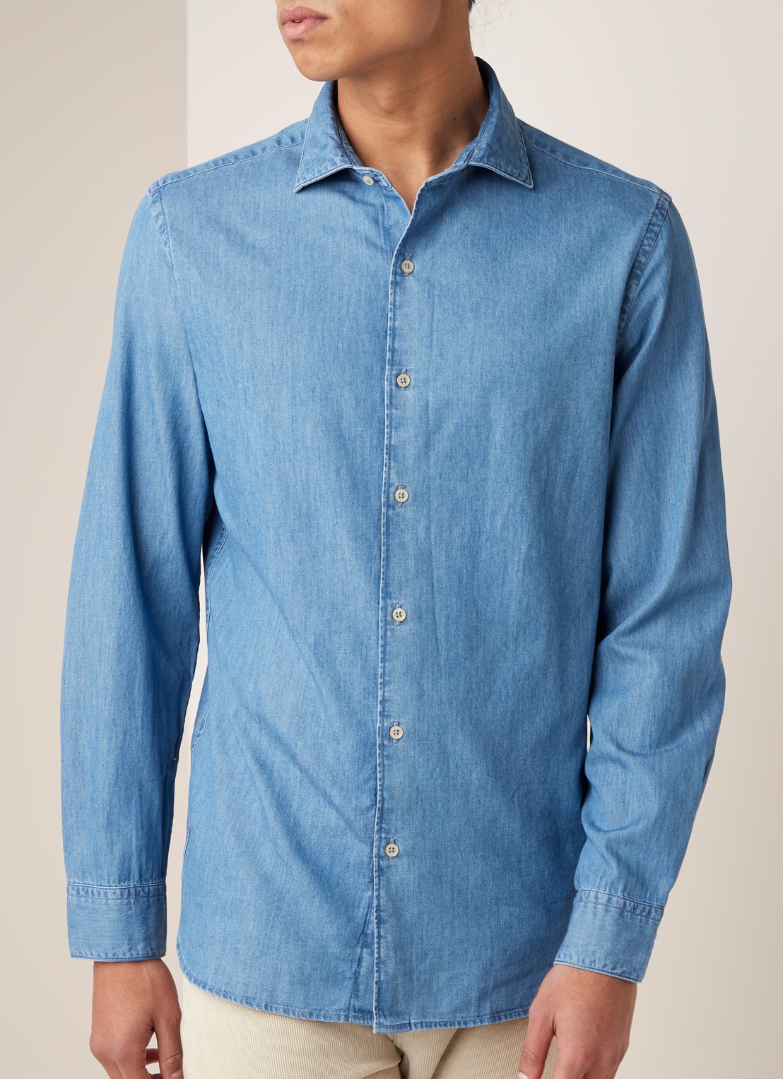 Mango Chambre slim fit overhemd van denim - detail 4 jeans