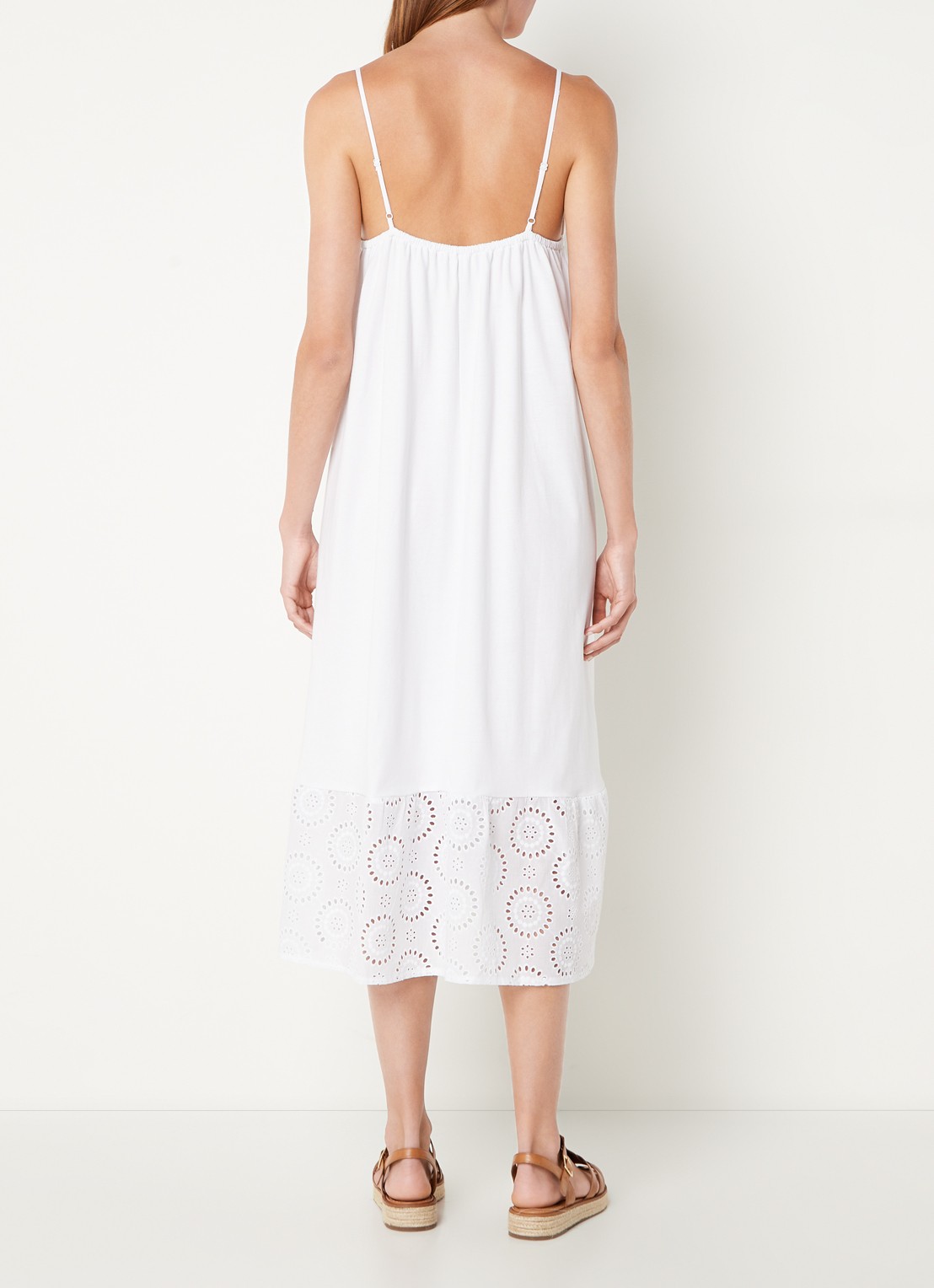 Mango Dina midi jurk met broderie  - achterkant 4 wit