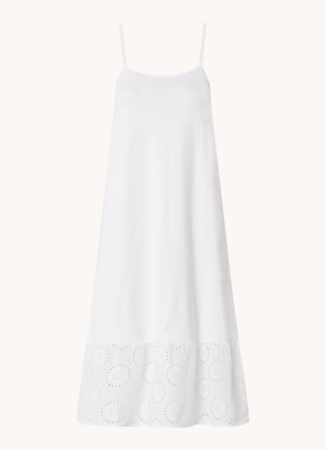 Mango Dina midi jurk met broderie  - voorkant wit