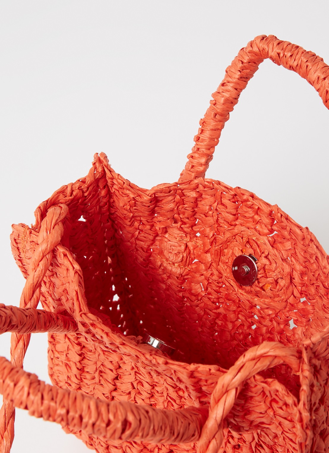Mango Fez handtas van stro - detail orange