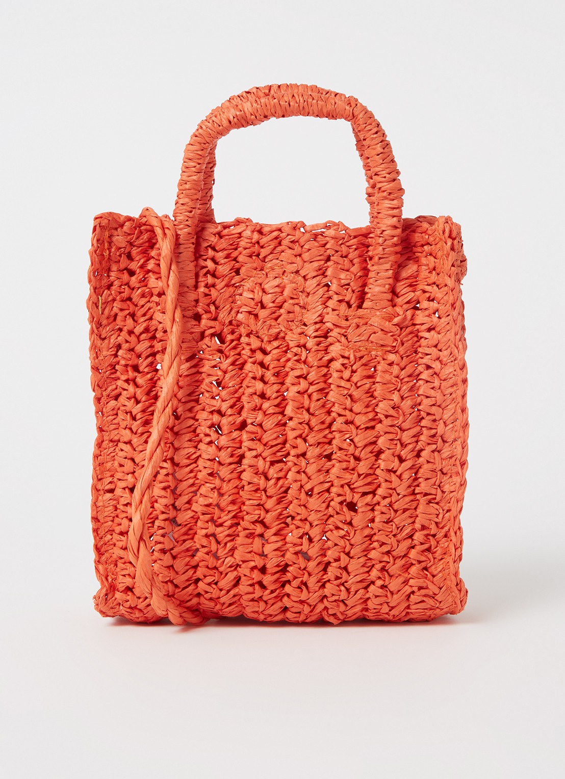 Mango Fez handtas van stro - voorkant 4 orange