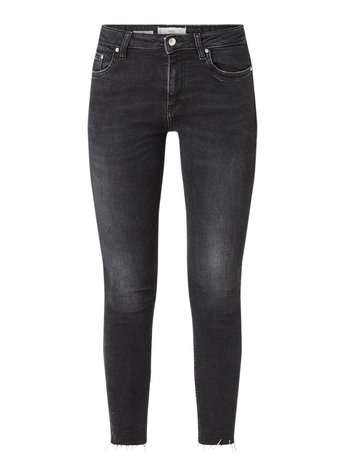 Mango Isa mid waist skinny cropped jeans met stretch - voorkant 4 donkergrijs