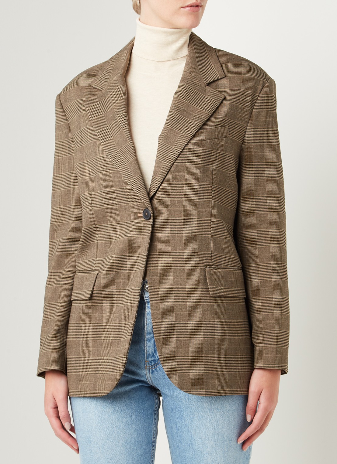 Mango James blazer met ruitdessin - detail 4 bruin
