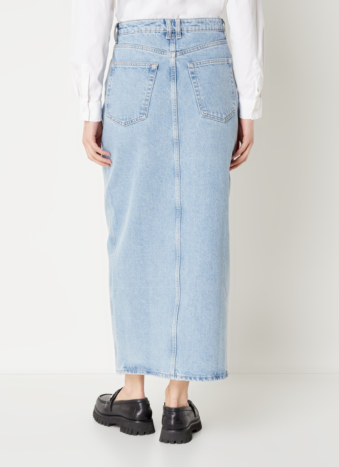 Mango Matilda rok van spijkerstof met lichte wassing - achterkant 4 indigo