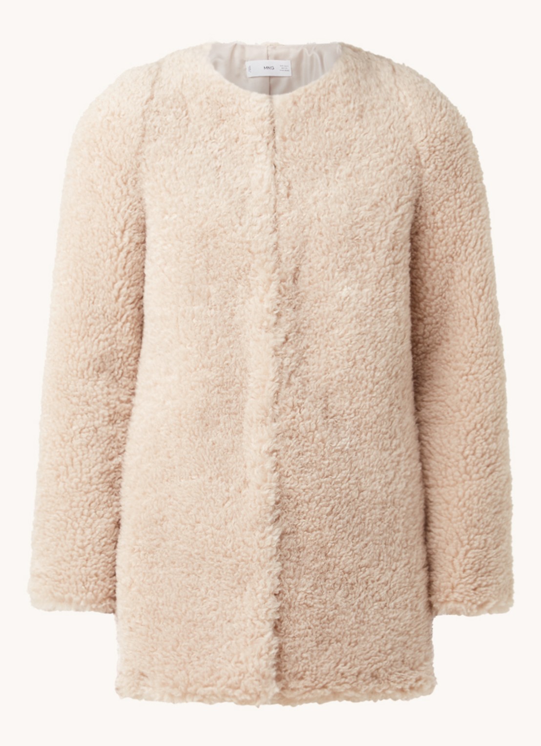 Mango Rihanna teddy jas met steekzakken - voorkant 3 beige