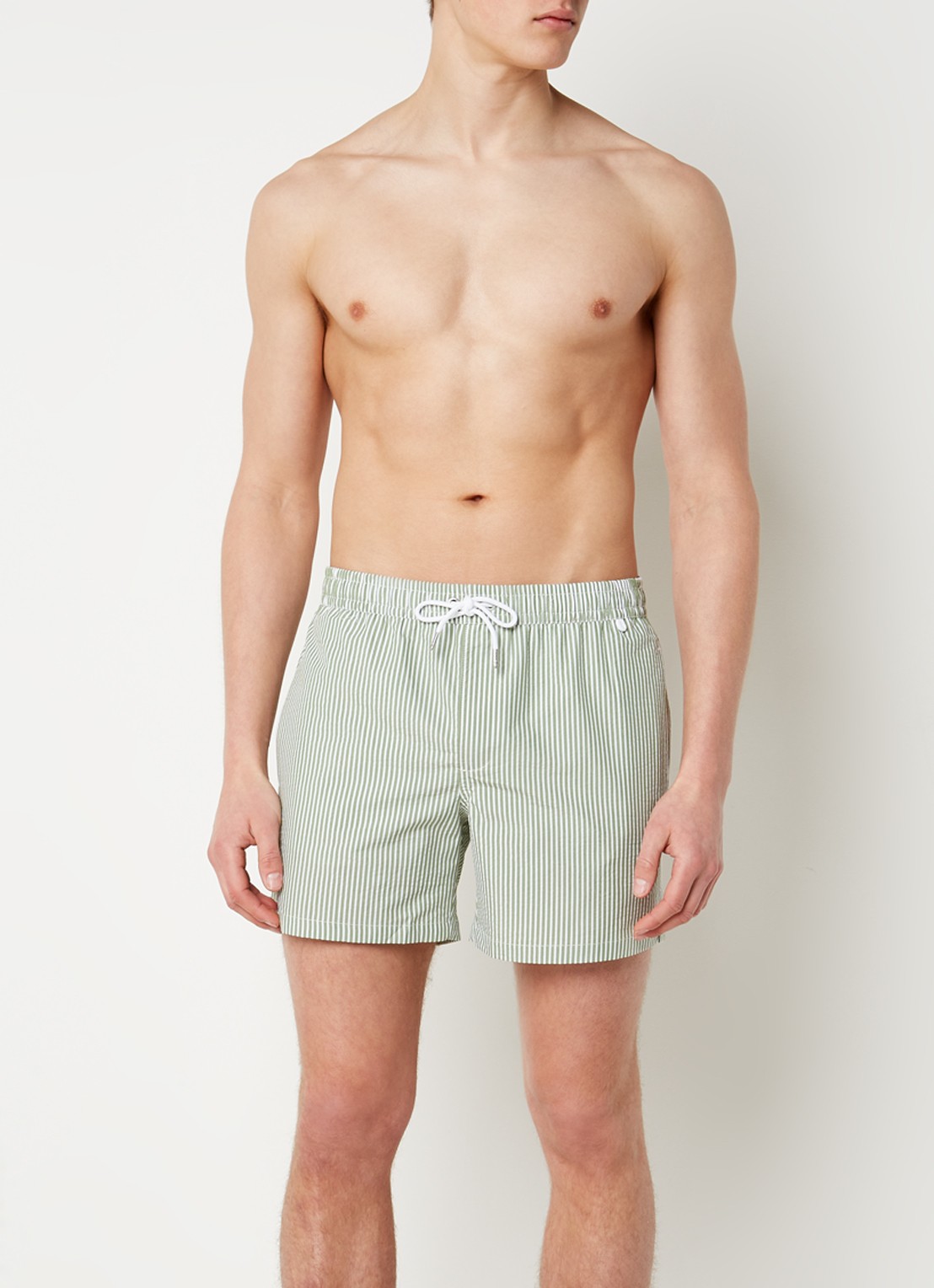 Mango Seer zwemshorts met streepprint - voorkant 3 groen
