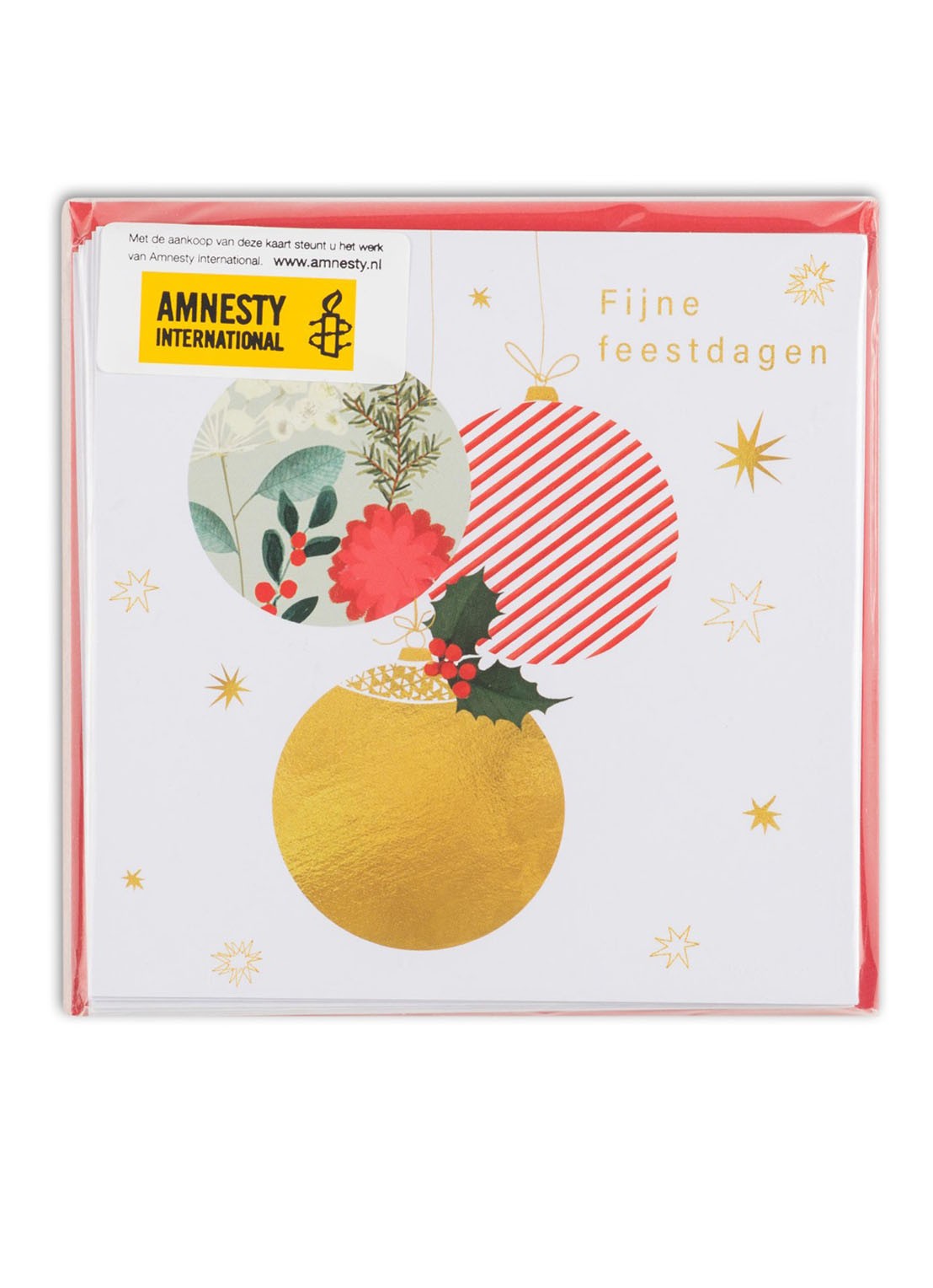 MAP Publishing Amnesty International Kerstbal kerstkaart - set van 8 inclusief enveloppen  - voorkant multicolor