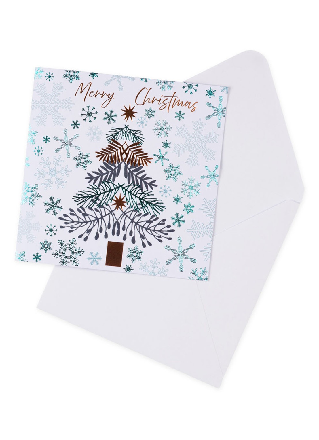 MAP Publishing Kerstboom en sneeuwvlokken - set van 8 inclusief enveloppen - achterkant 3 blauw