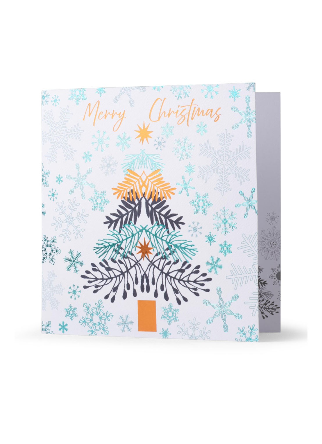 MAP Publishing Kerstboom en sneeuwvlokken - set van 8 inclusief enveloppen - voorkant 2 blauw