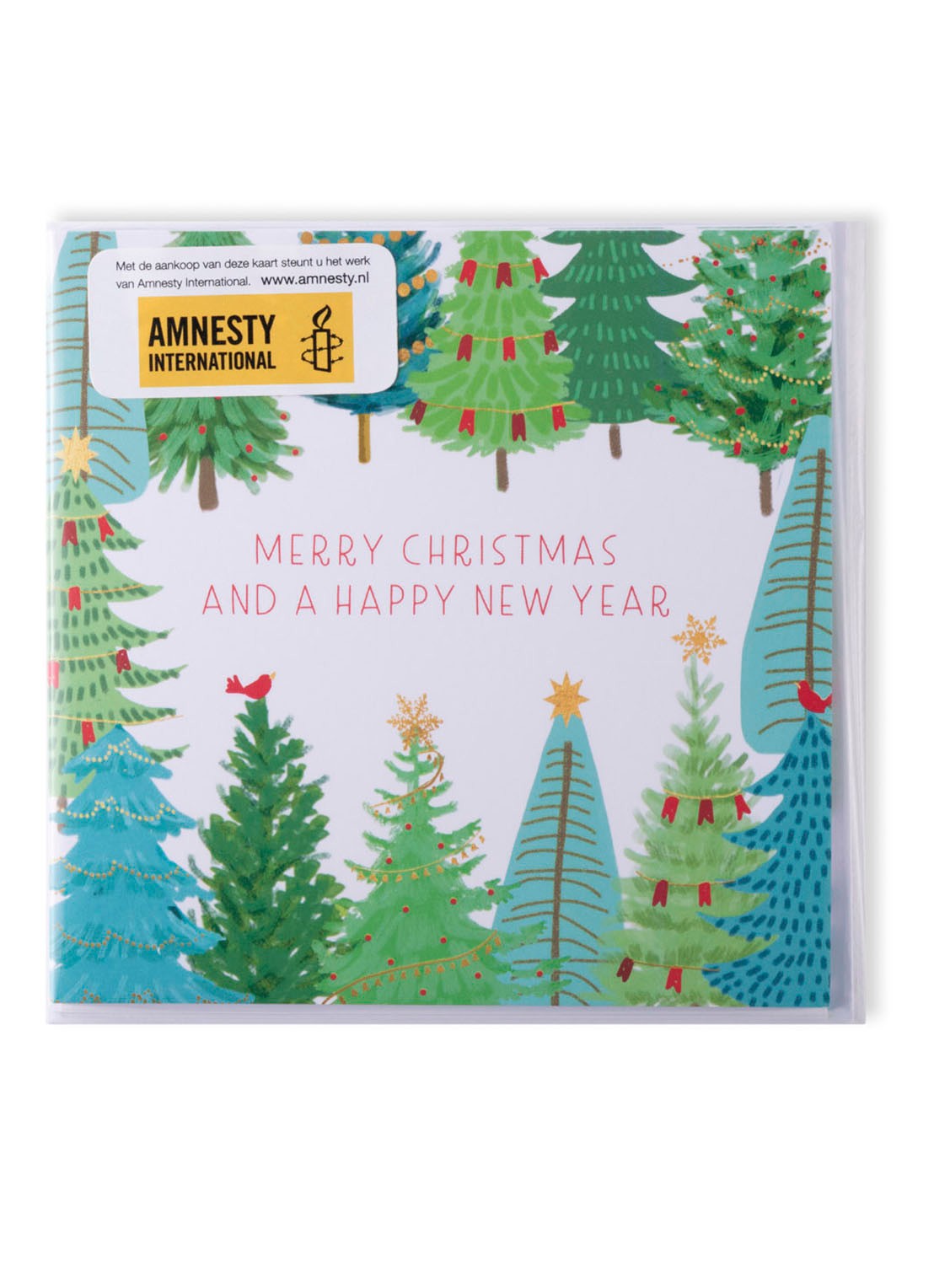 MAP Publishing Merry Christmas and a Happy New Year Kerstbomen kerstkaart - set van 8 inclusief enveloppen - voorkant 2 multicolor