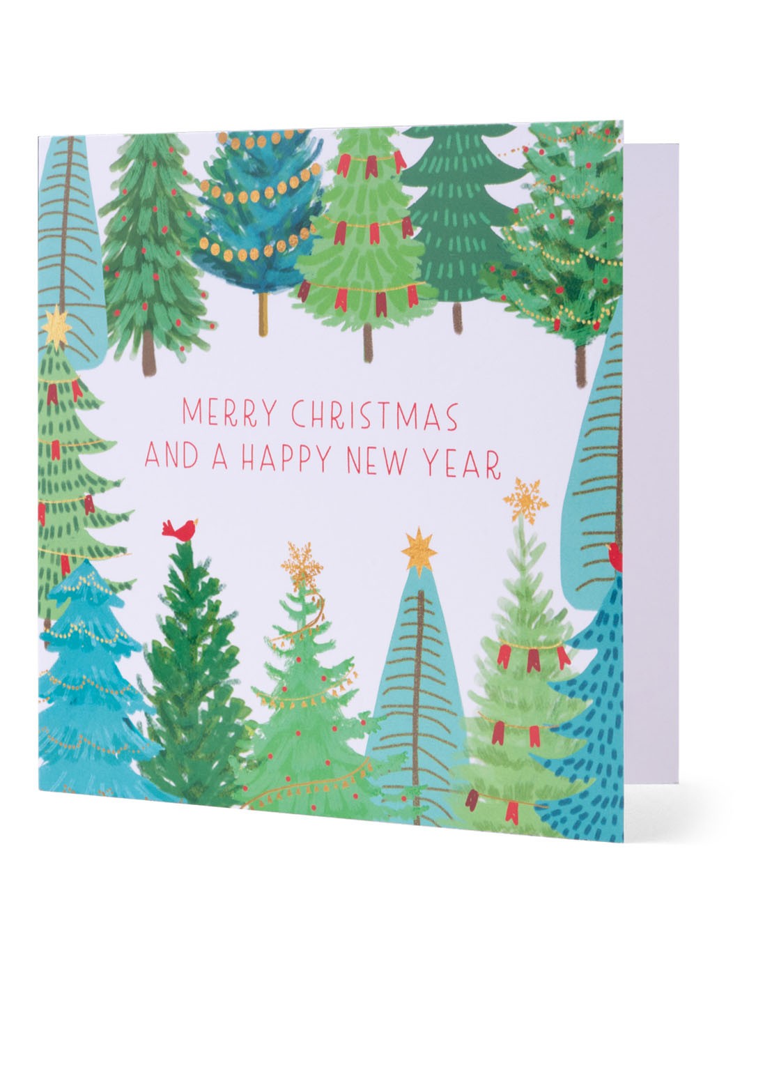 MAP Publishing Merry Christmas and a Happy New Year Kerstbomen kerstkaart - set van 8 inclusief enveloppen - voorkant 3 multicolor