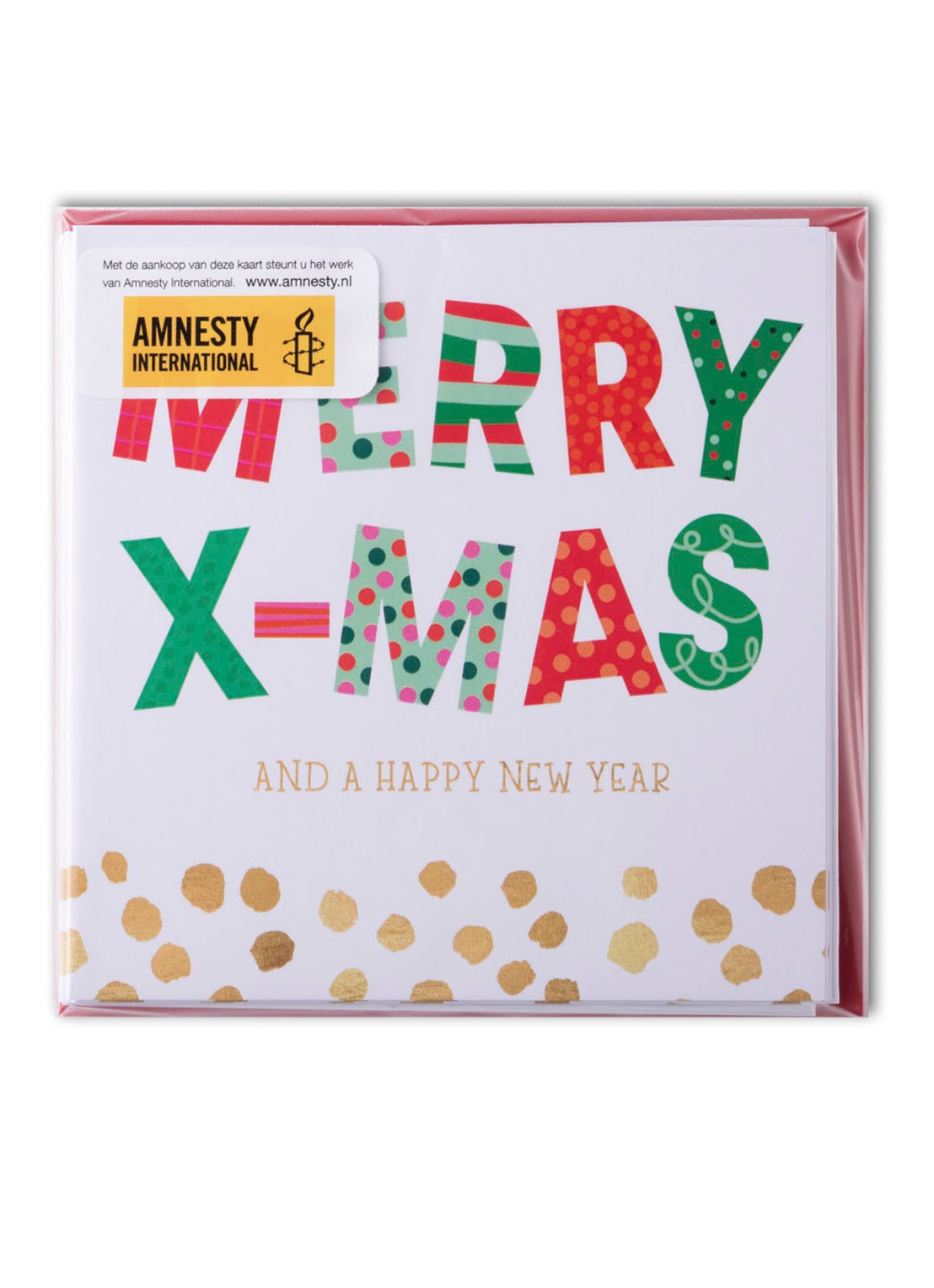 MAP Publishing Merry X-mas and a Happy New Year kerstkaart - set van 8 inclusief enveloppen - voorkant multicolor
