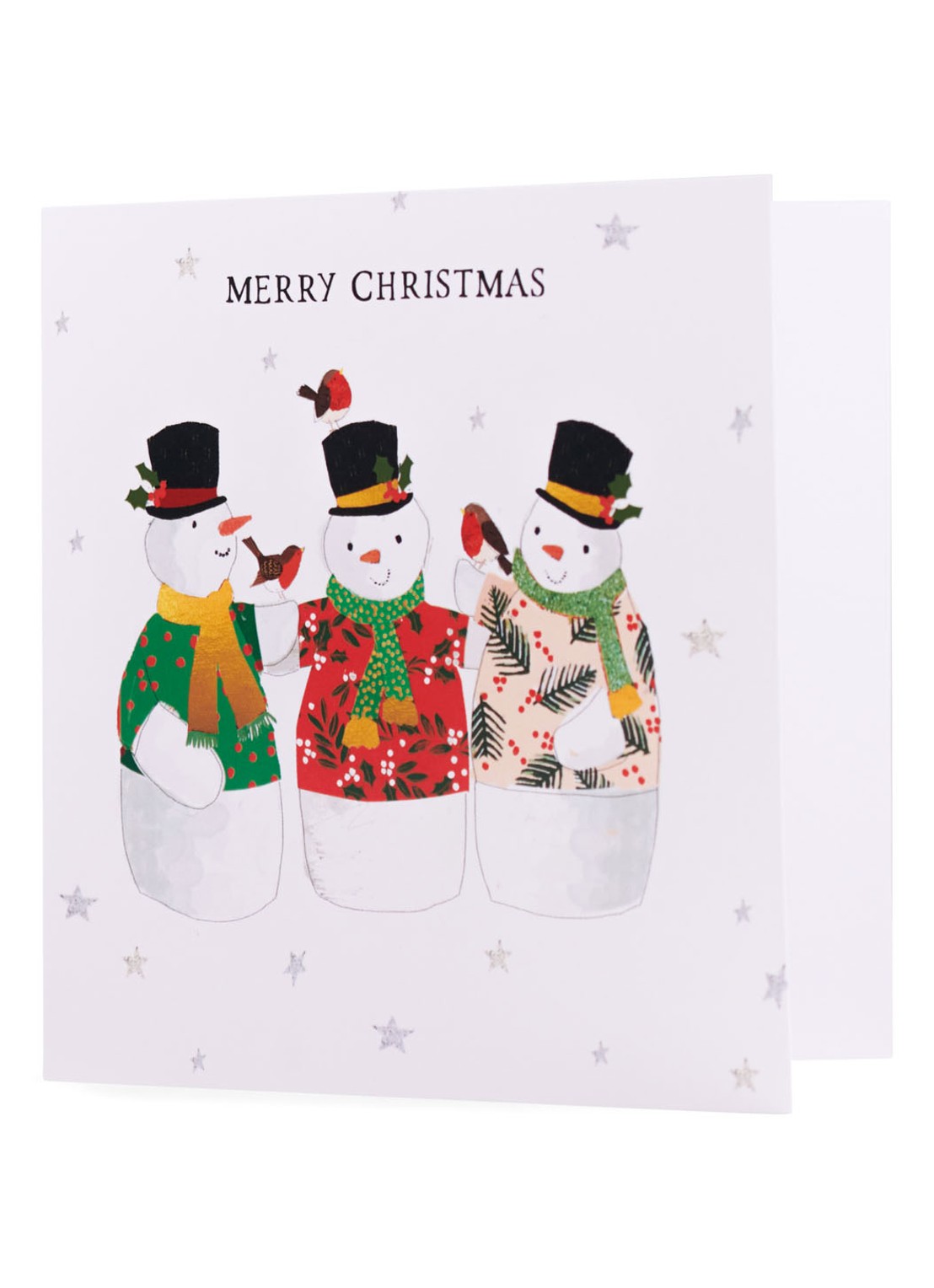 MAP Publishing Sneeuwpoppen kerstkaart -  set van 8 inclusief enveloppen - voorkant 3 wit
