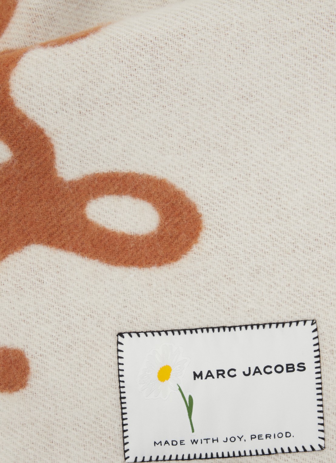 Marc Jacobs Marc Is Joy sjaal van wol met print 160 x 30 cm - detail 3 cognac