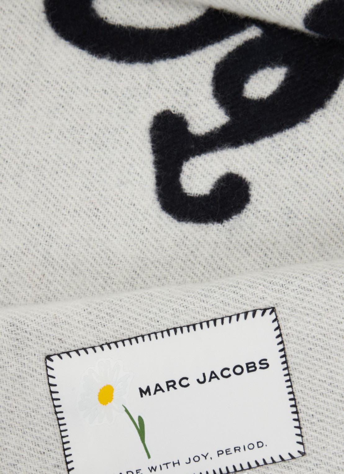 Marc Jacobs Marc Is Joy sjaal van wol met print 160 x 30 cm - detail zwart