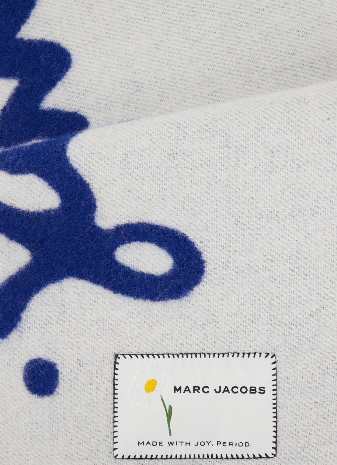 Marc Jacobs Marc Is Joy sjaal van wol met print 160 x 30 cm - detail kobaltblauw