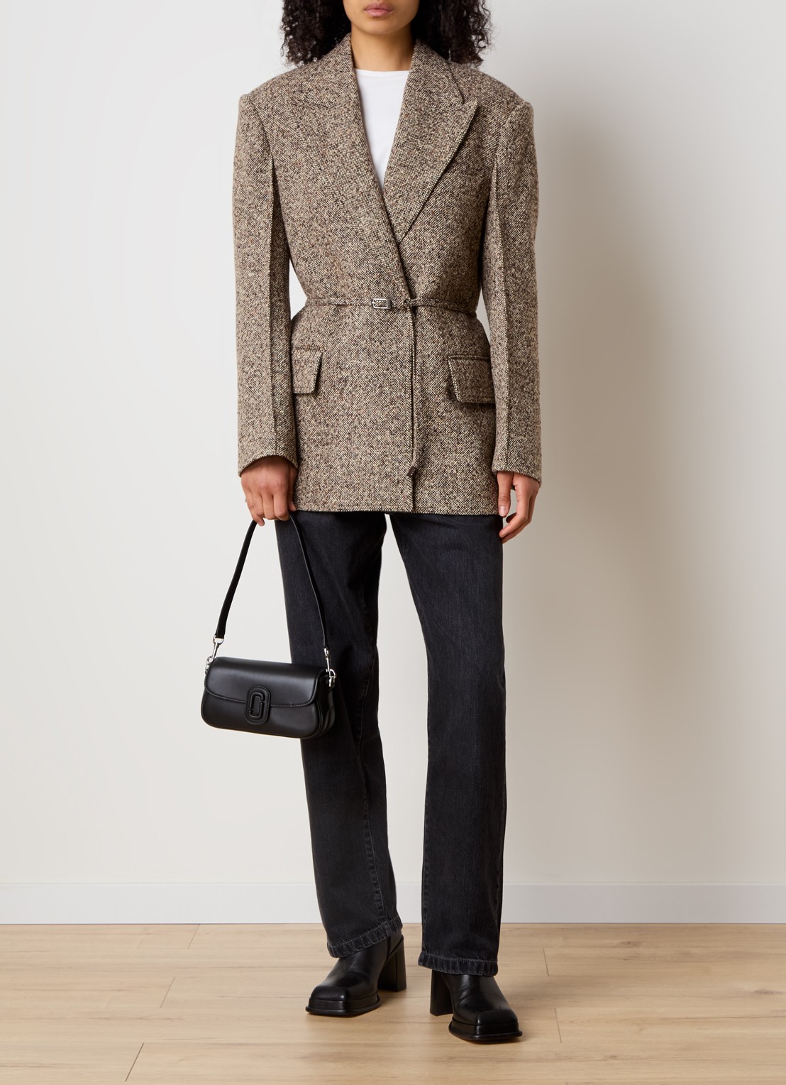 Marc Jacobs Small schoudertas van leer met afneembare schouderriem - voorkant 2 zwart