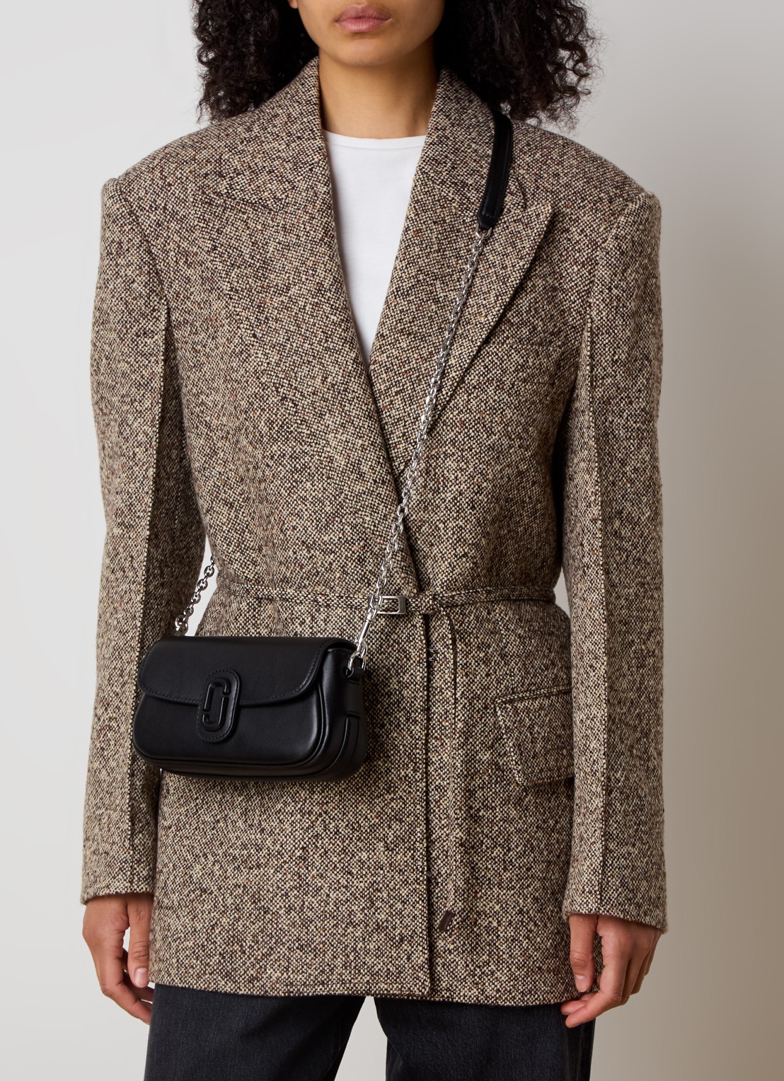 Marc Jacobs Small schoudertas van leer met afneembare schouderriem - voorkant 3 zwart