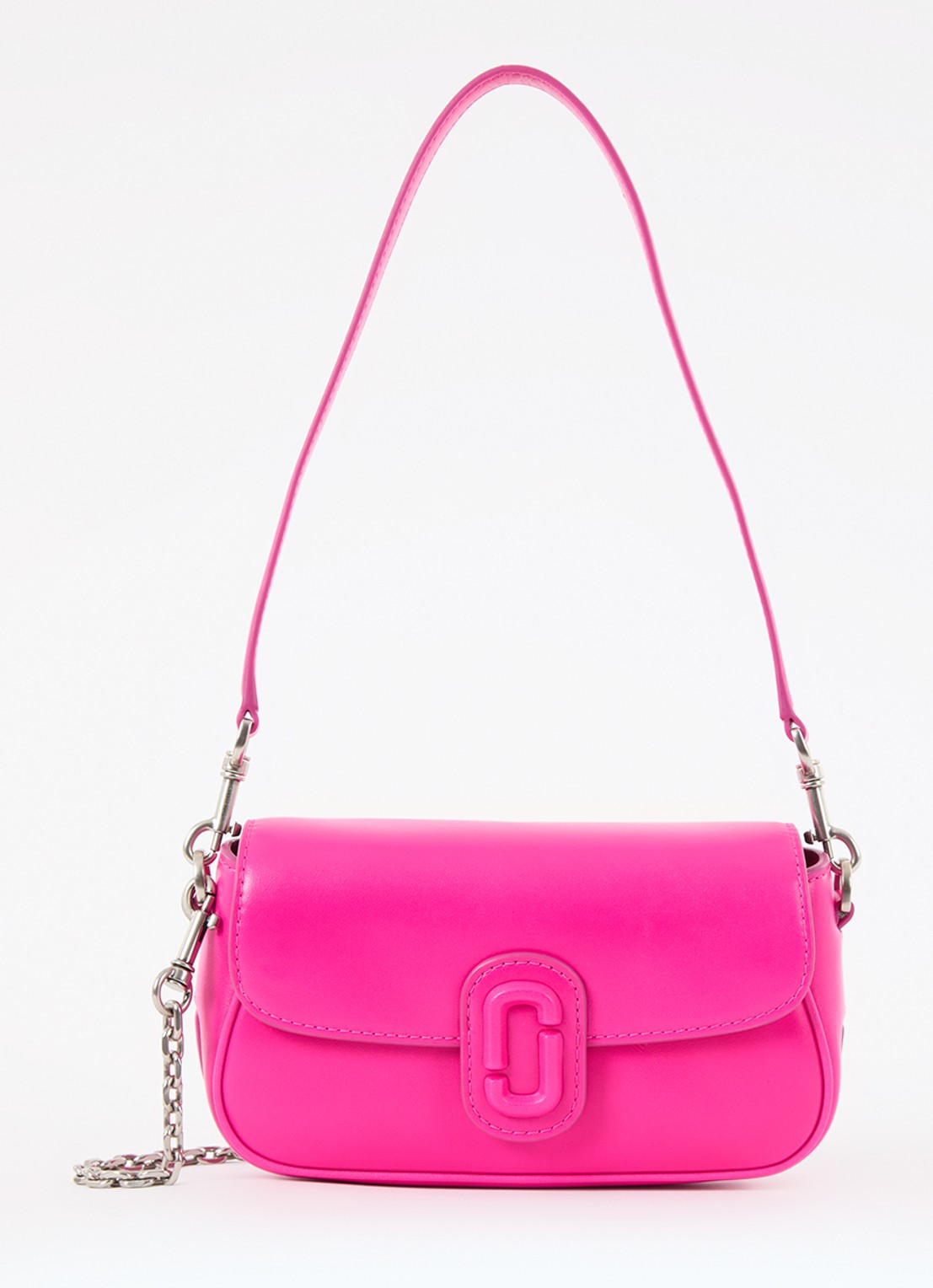 Marc Jacobs Small schoudertas van leer met afneembare schouderriem - voorkant 4 fuchsia