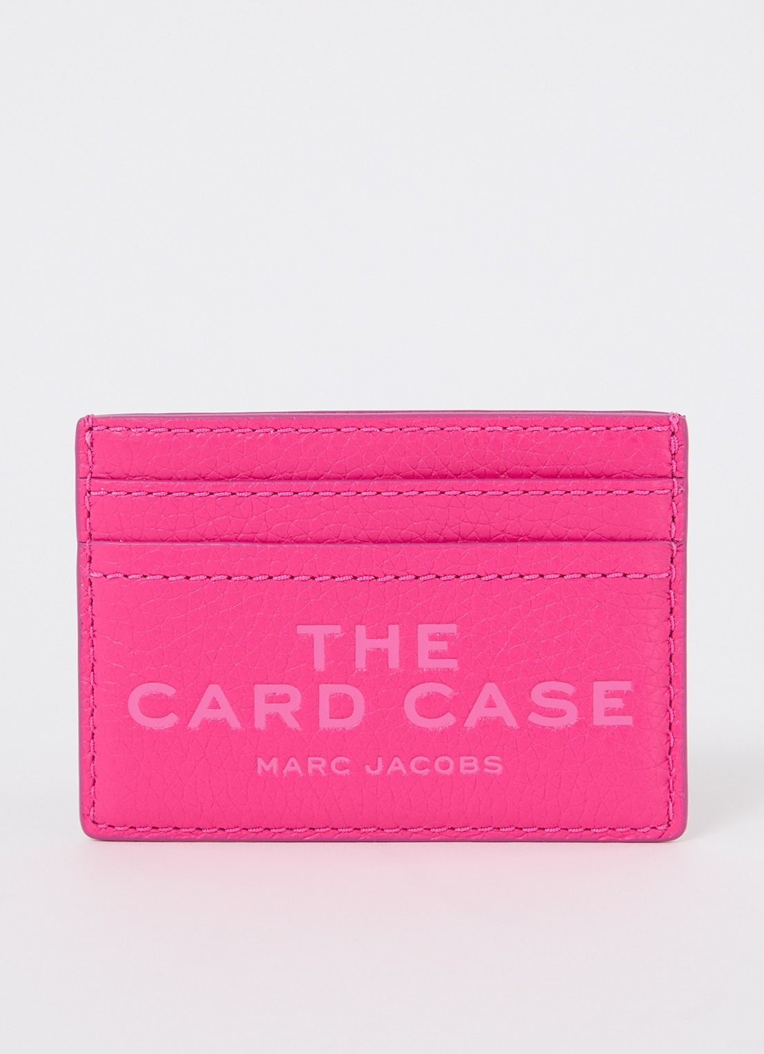 Marc Jacobs The Card Case pasjeshouder van leer met logo - voorkant 2 fuchsia
