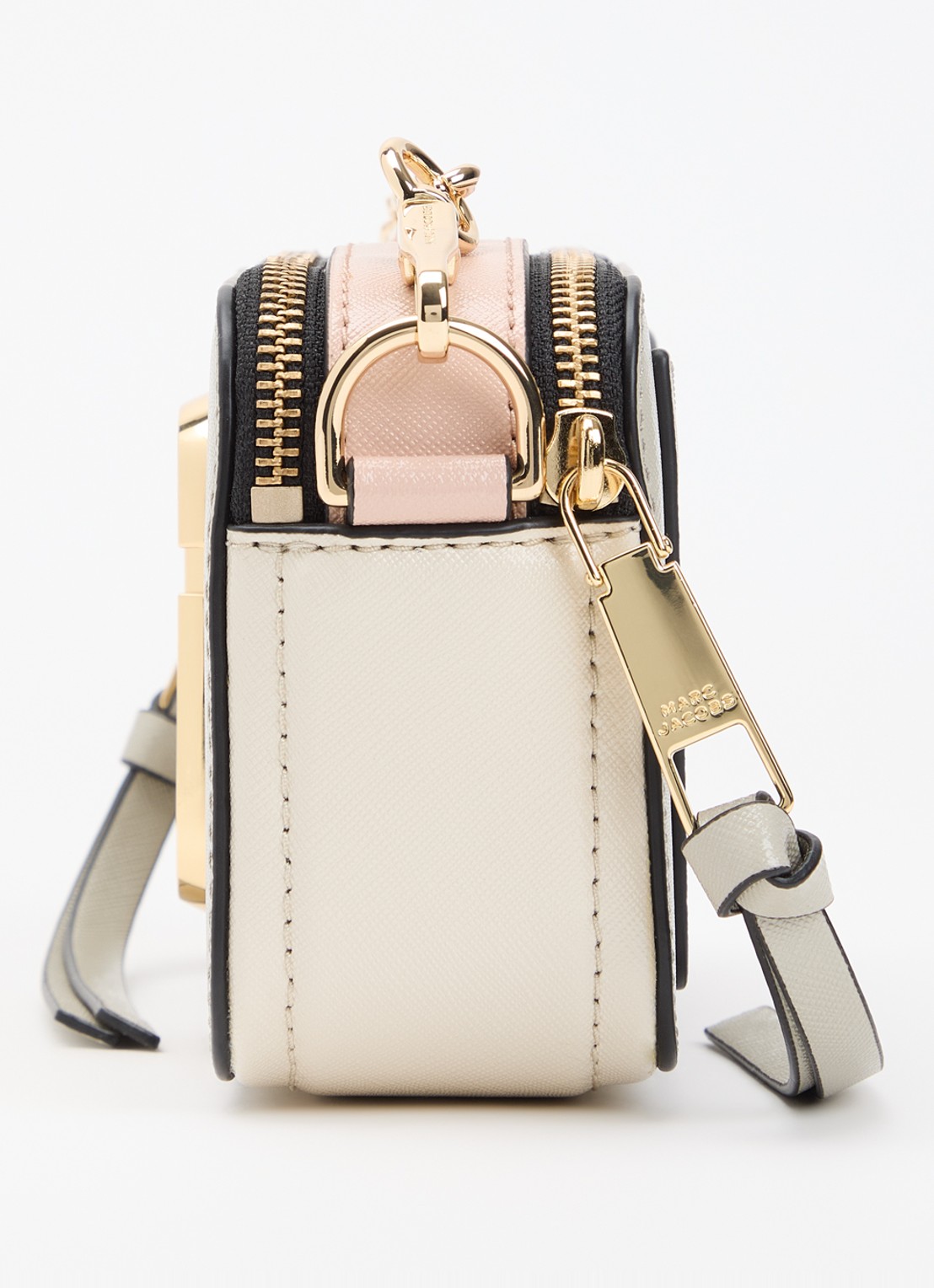 Marc Jacobs The Colourblock Chain Snapshot crossbodytas van leer met afneembare schouderriem - detail 4 donkerbeige