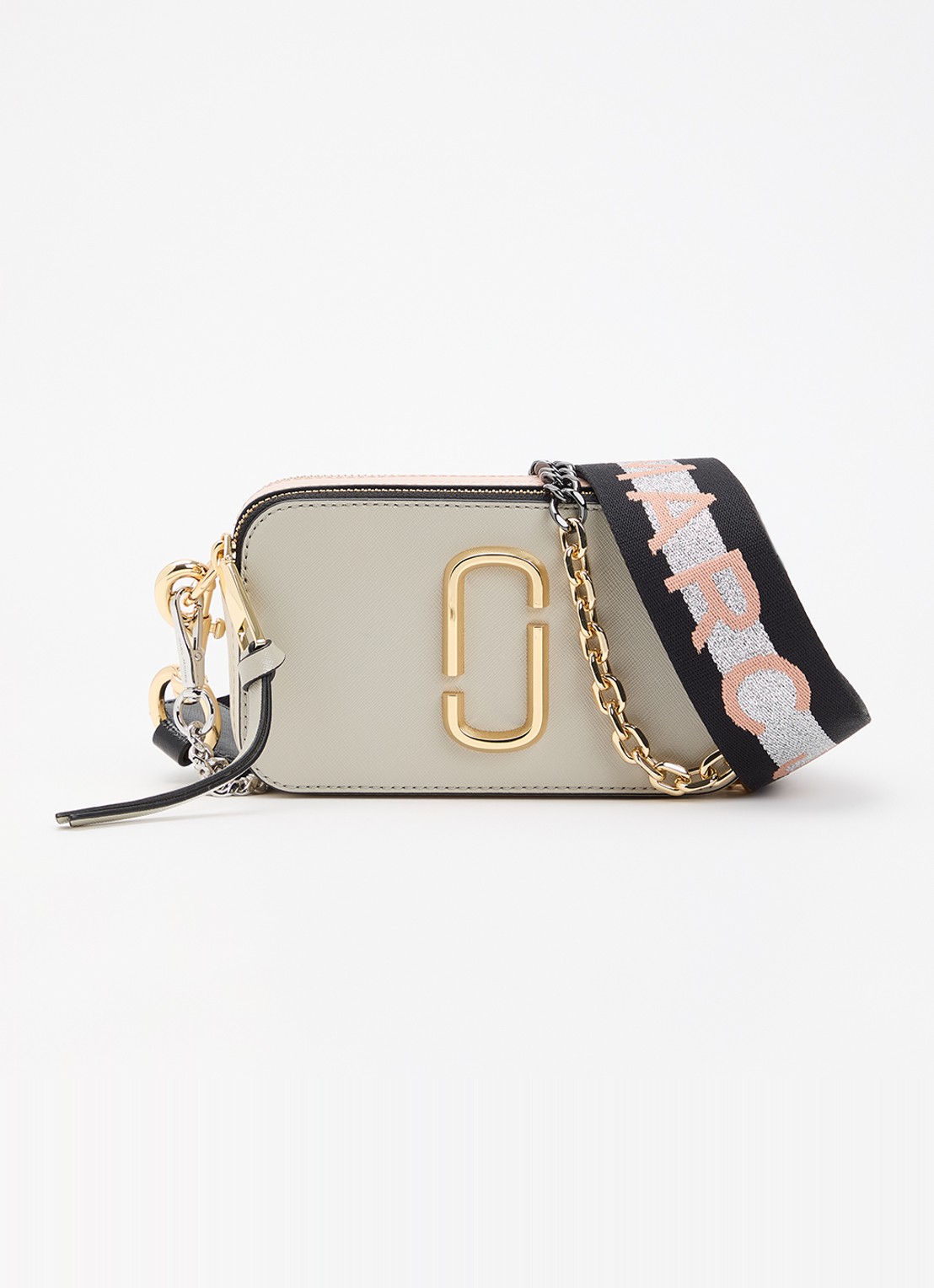 Marc Jacobs The Colourblock Chain Snapshot crossbodytas van leer met afneembare schouderriem - voorkant 2 donkerbeige