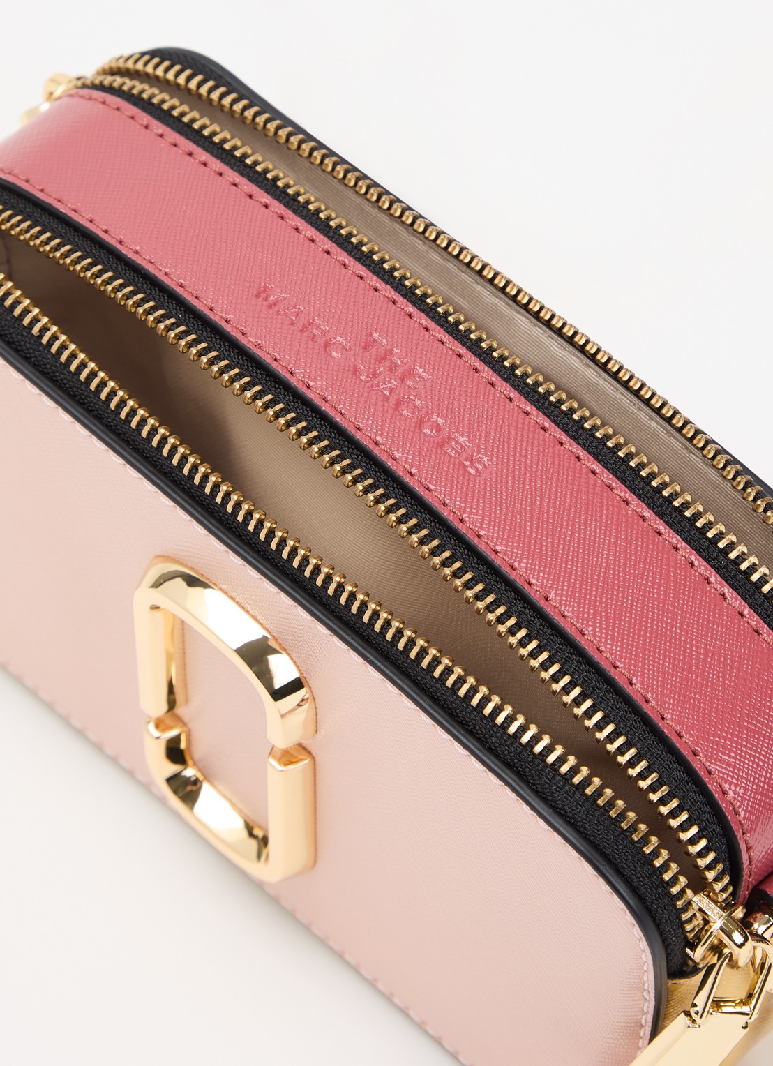 Marc Jacobs The Colourblock Chain Snapshot crossbodytas van leer met afneembare schouderriem - detail 2 roze