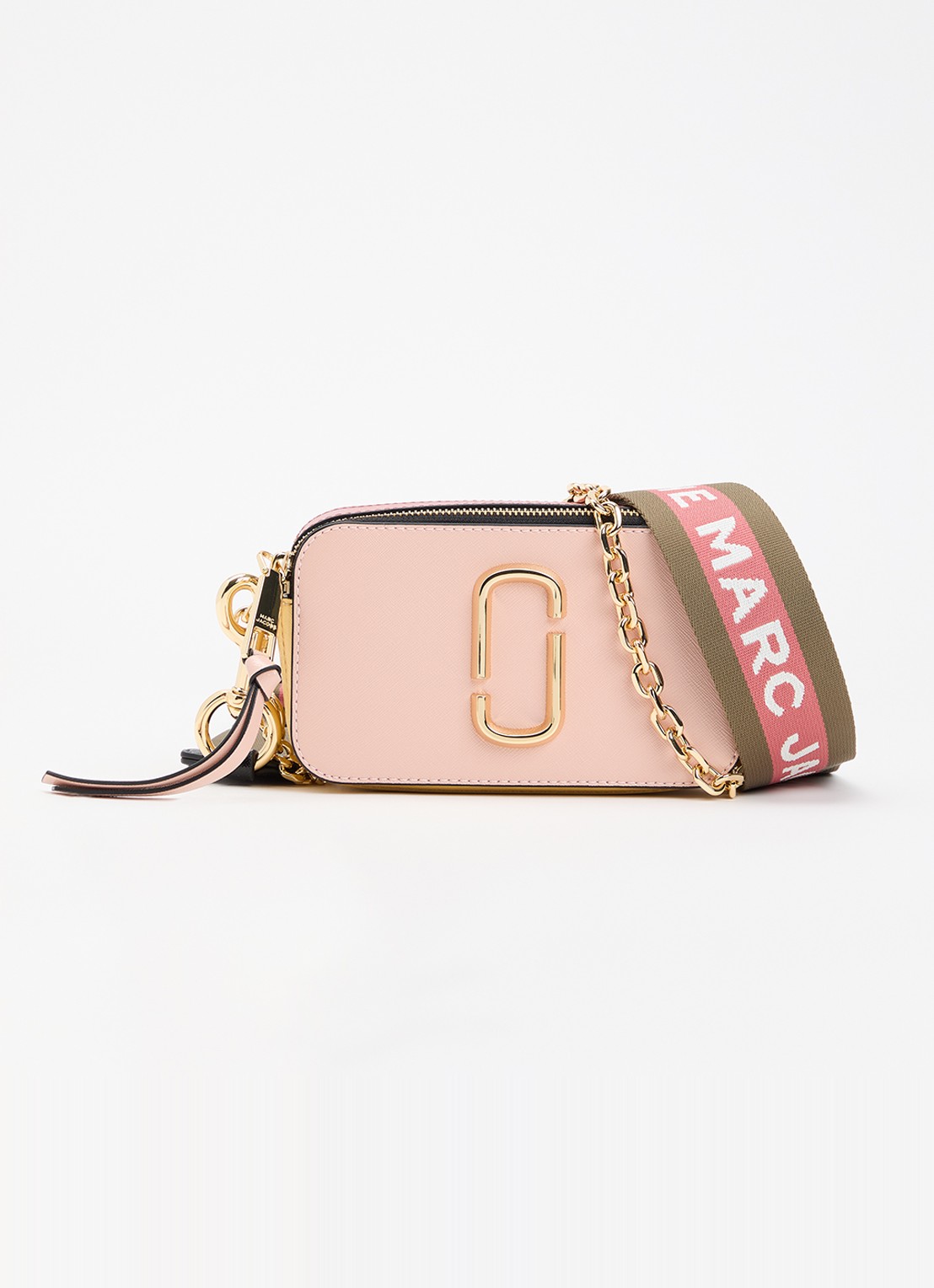 Marc Jacobs The Colourblock Chain Snapshot crossbodytas van leer met afneembare schouderriem - voorkant 6 roze