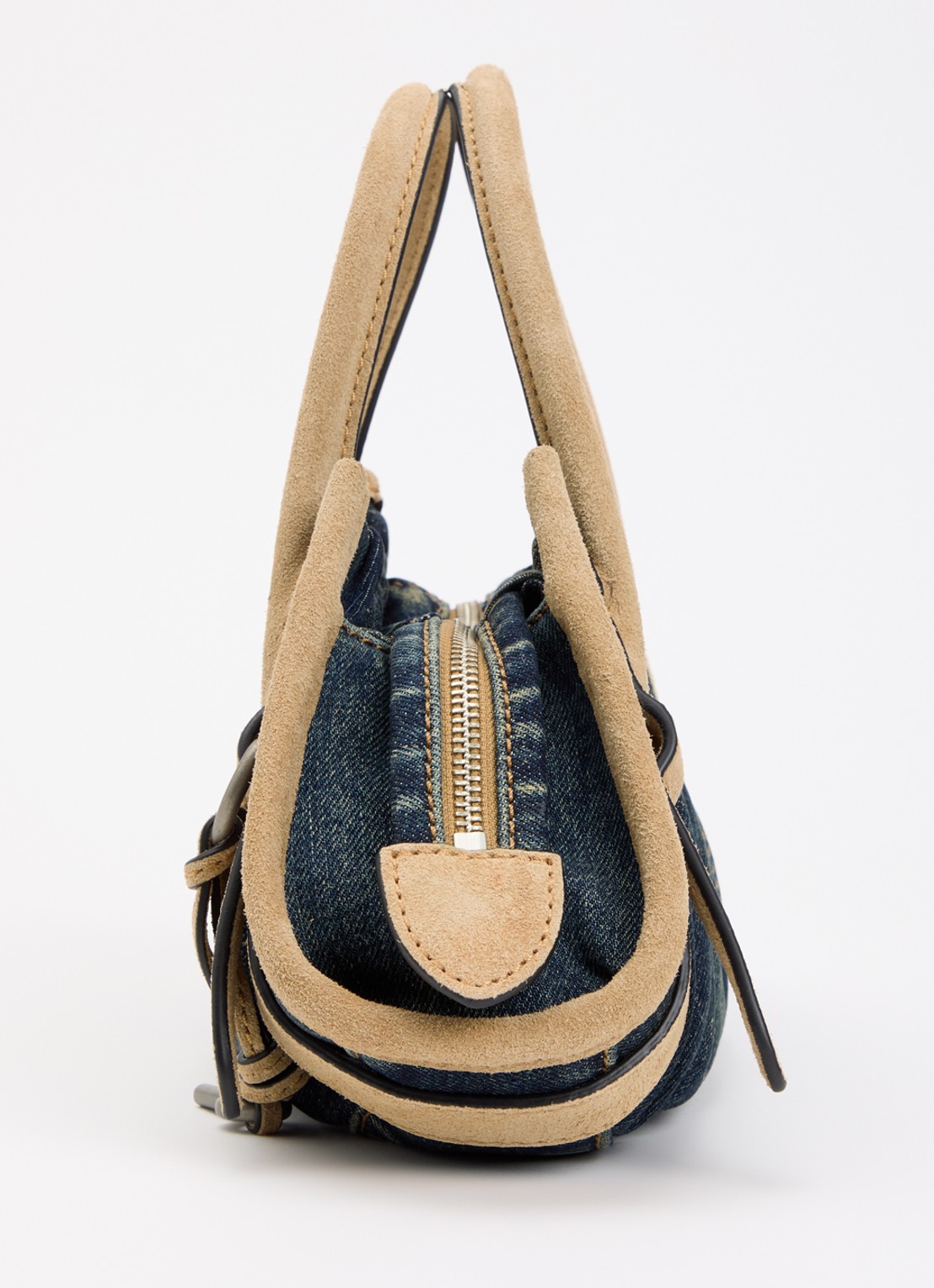 Marc Jacobs The Cristina Small Satchel schoudertas van denim met suède details - detail 4 denim