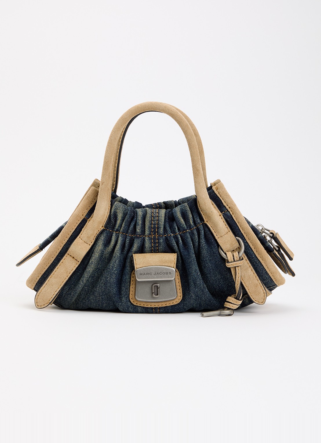 Marc Jacobs The Cristina Small Satchel schoudertas van denim met suède details - voorkant 2 denim