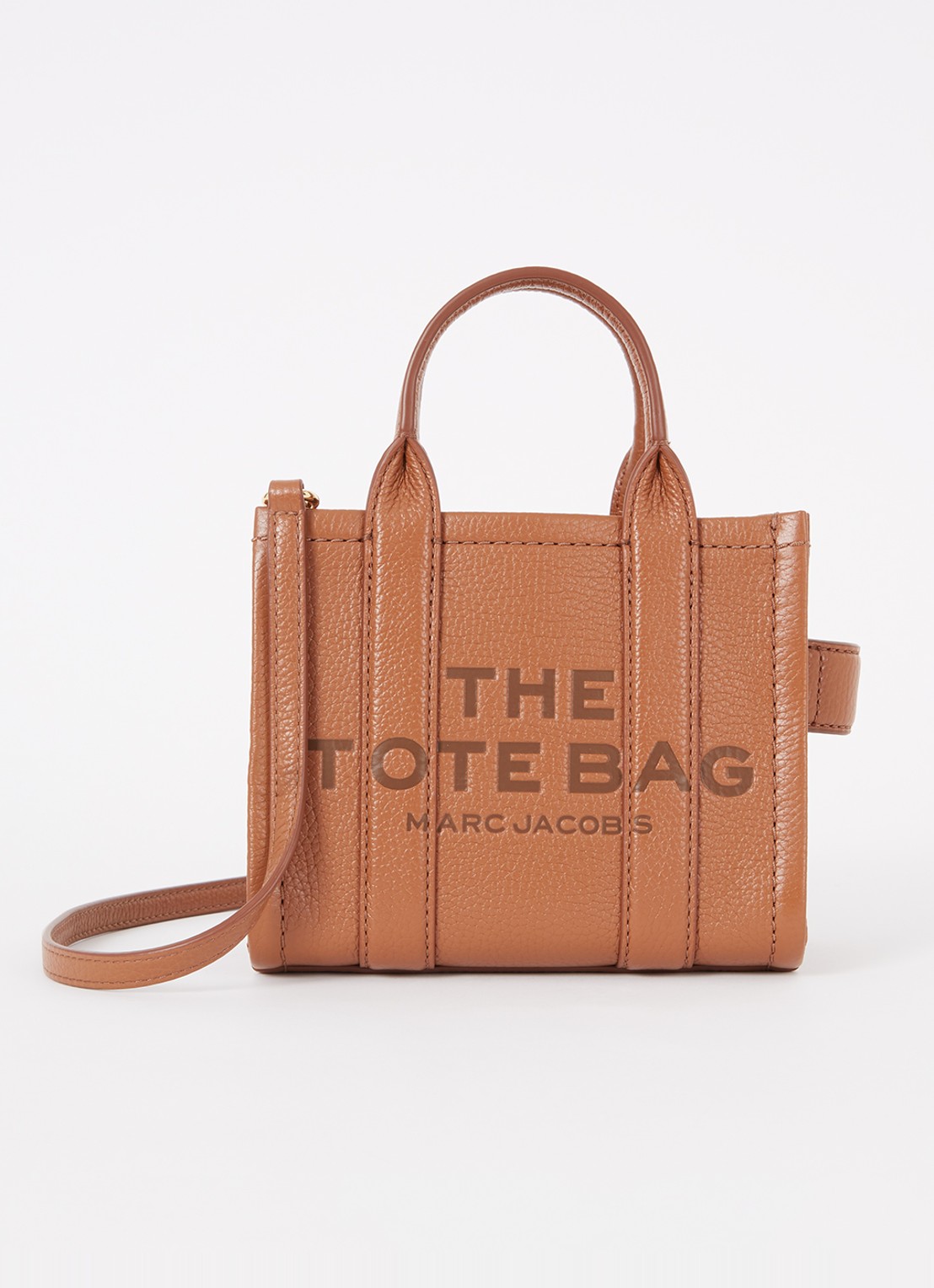 Marc Jacobs The Crossbody Tote handtas van leer met logo - voorkant 5 cognac