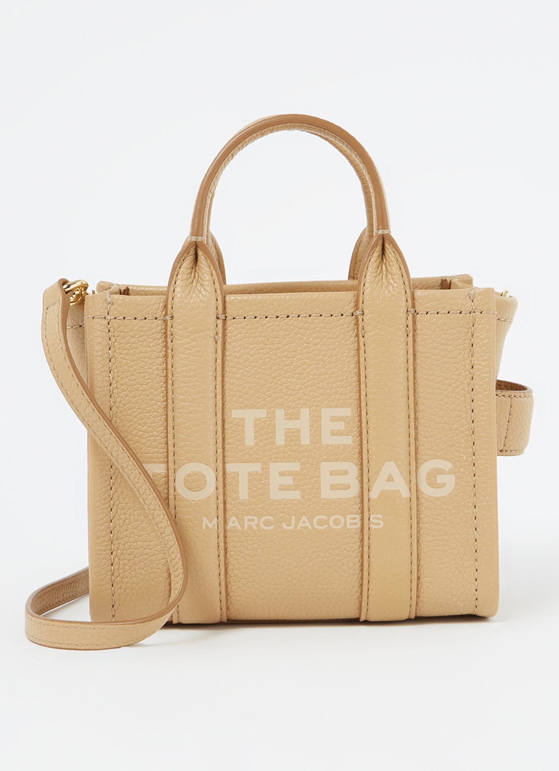 Marc Jacobs The Crossbody Tote handtas van leer - voorkant camel
