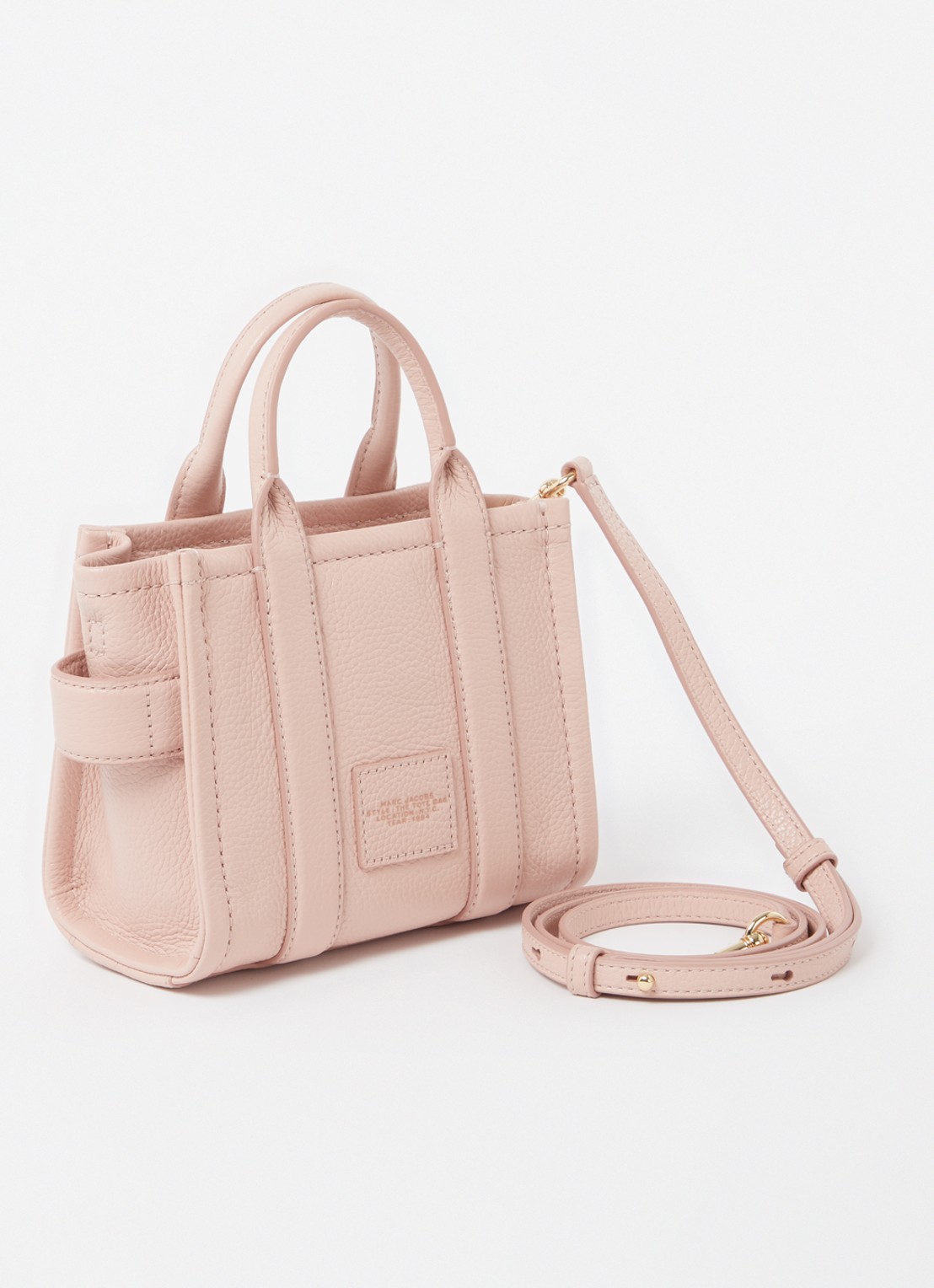 Marc Jacobs The Crossbody Tote handtas van leer - achterkant 5 lichtroze
