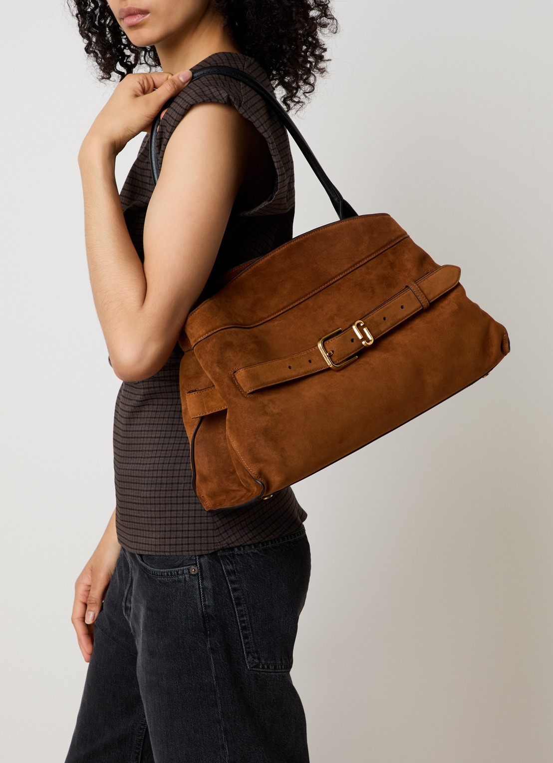 Marc Jacobs The Dakota Satchel schoudertas van suède  - voorkant 2 koper
